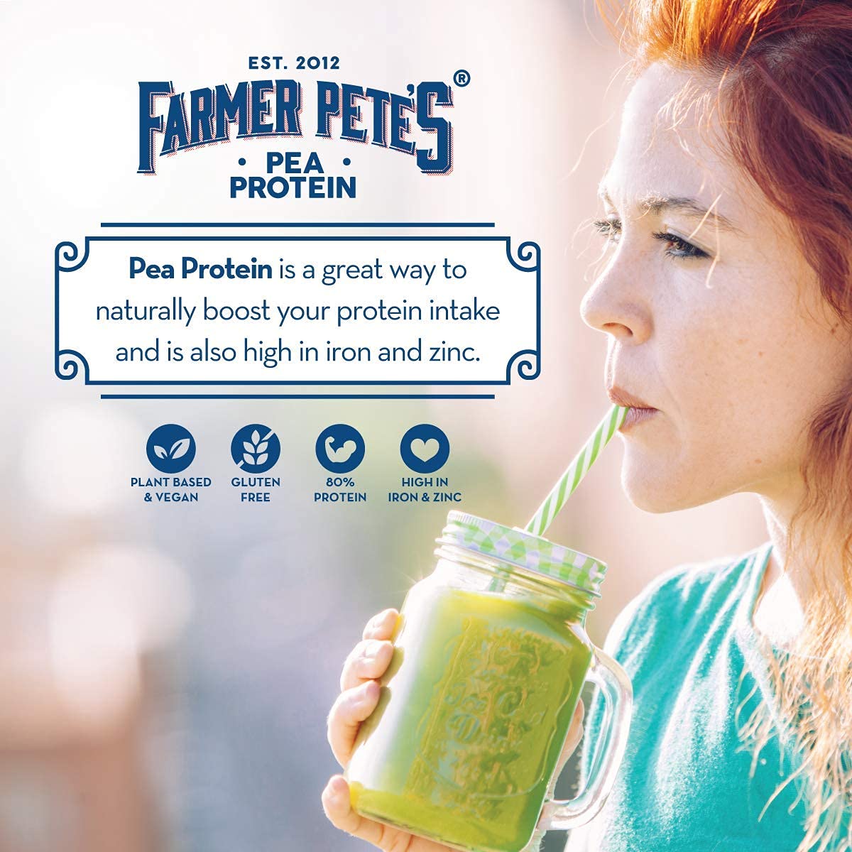 Farmer Pete's Pea Protein Powder 1kg - Dairy Free, Gluten Free, Natural Plant Based Vegan Protein Powder Isolate (1kg) Farmer Pete's uk supplements