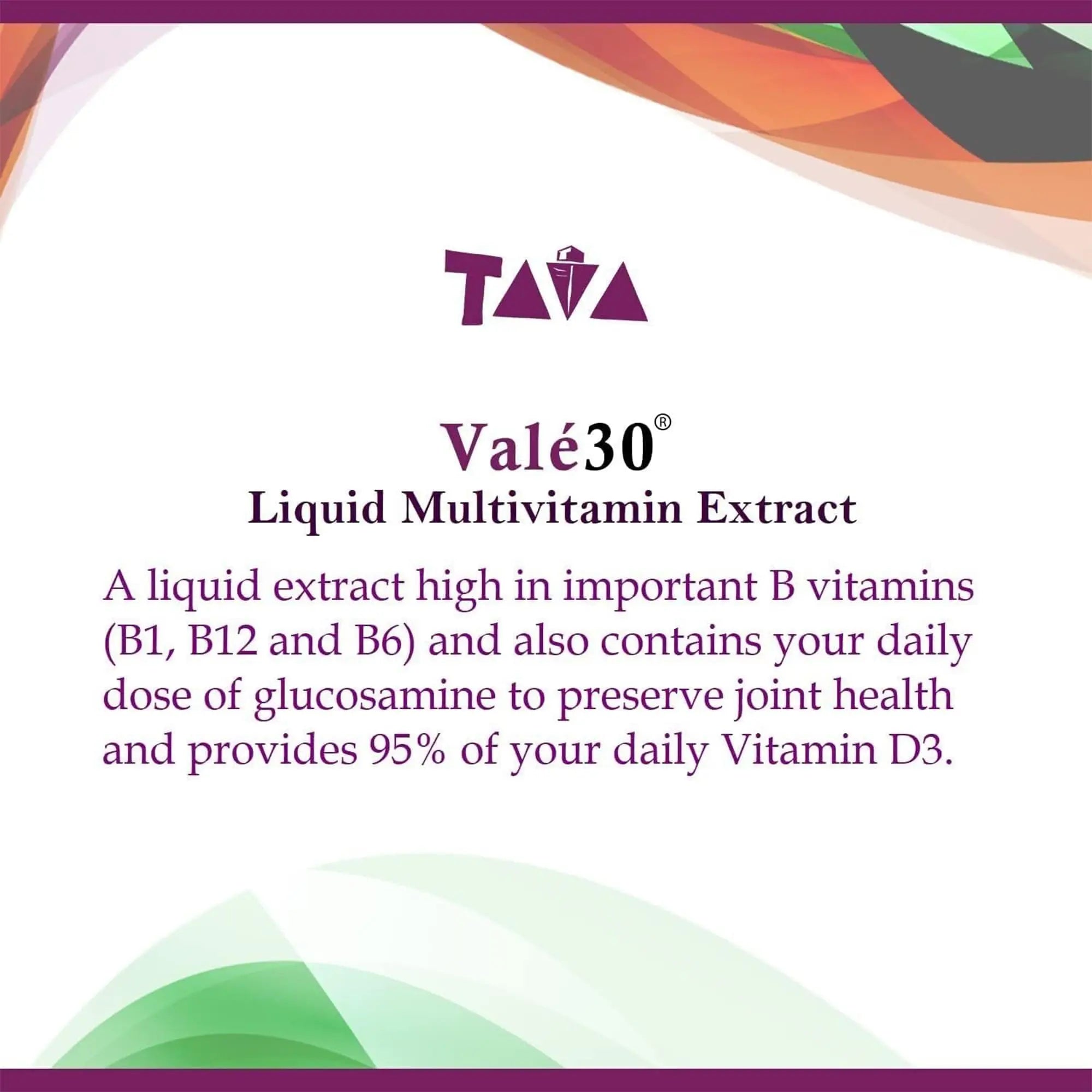 TAVA Valé30 - Liquid Multivitamin - 30-Day Supplement with Vitamin A and B Complex for Men, Women, and Family, Daily Boost Drink - 2 Bottles TAVA uk supplements