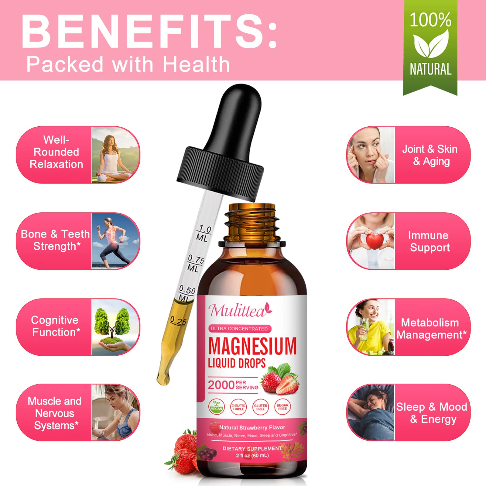 Magnesium Glycinate Liquid, High Potency Magnesium Glycinate, Citrate, Sugar Free Vegan Non-GMO Complex Supplement Promotes Nerv,Relaxation,Muscle,Sleep Support* Mulittea uk supplements