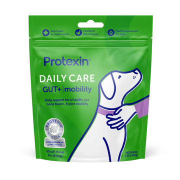 Protexin Daily Care Gut+ Mobility | 60 Dog Chews, Chicken and Bacon Flavor Dog Supplement | Probiotics for Dogs, Dog Postbiotics Protexin uk supplements
