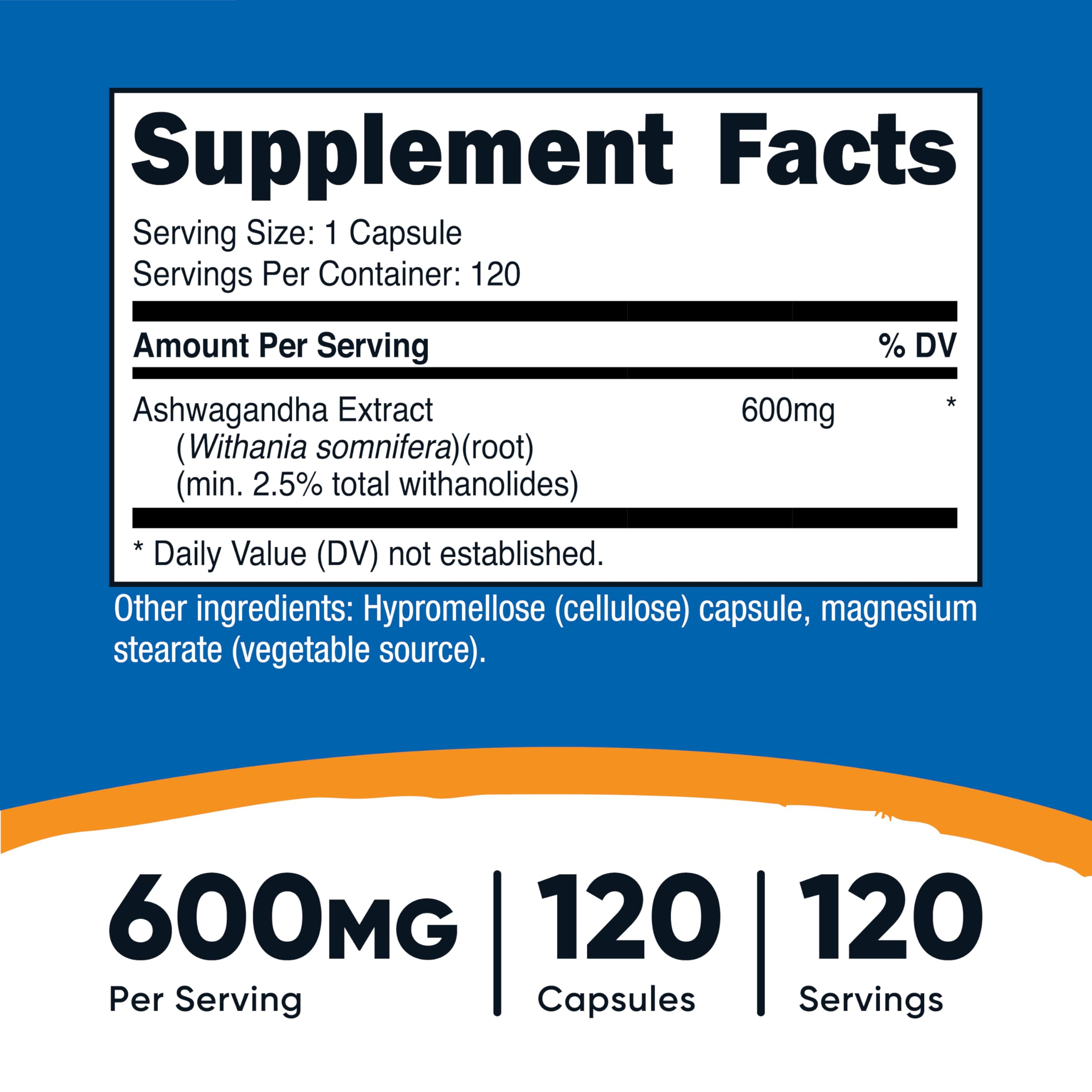 Nutricost Ashwagandha Herbal Supplement 600mg, 120 Capsules - Vegetarian, Non-GMO, Gluten Free, Ashwagandha Root Nutricost uk supplements