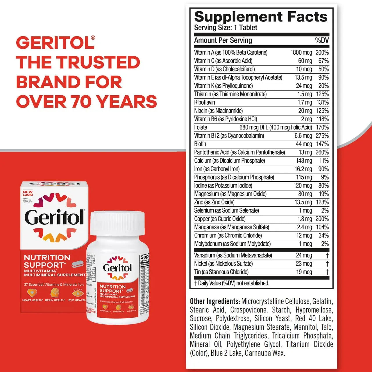 Geritol, Multivitamin Supplement, Contains Antioxidants, Vitamins B, C, E & D and Iron, 27, Minerals, Gluten-Free Geritol uk supplements