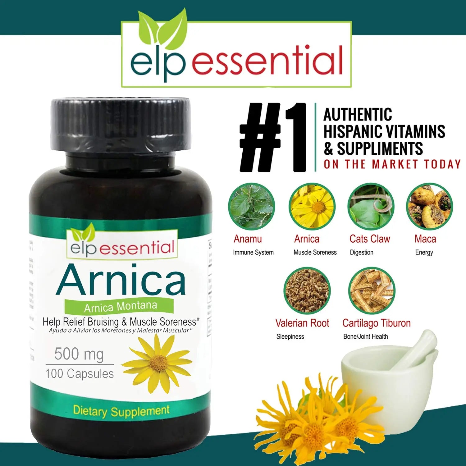 ELP ESSENTIAL Arnica Montana Capsules 100 Capsules ELP ESSENTIAL uk supplements