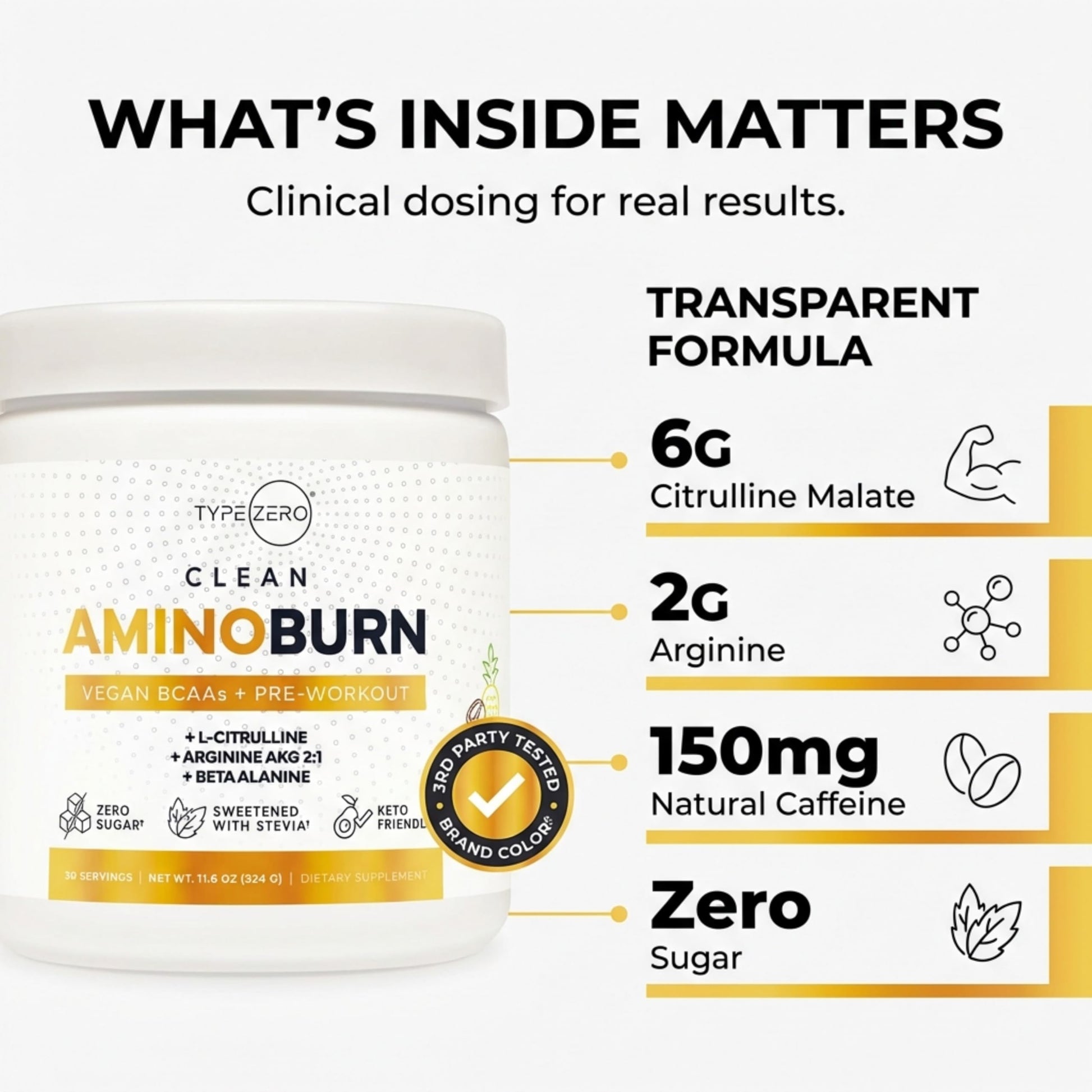 Type Zero Amino Burn Vegan BCAAs + Pre-Workout (Pina Colada Flavored) Type Zero uk supplements