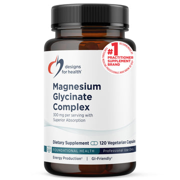 Designs for Health Magnesium Glycinate Complex - Chelated Magnesium Bisglycinate + High Absorption Magnesium for Calming & Sleep, Heart Health, Immune Support & Bone Strength - Vegan (120 Capsules) Designs for Health uk supplements