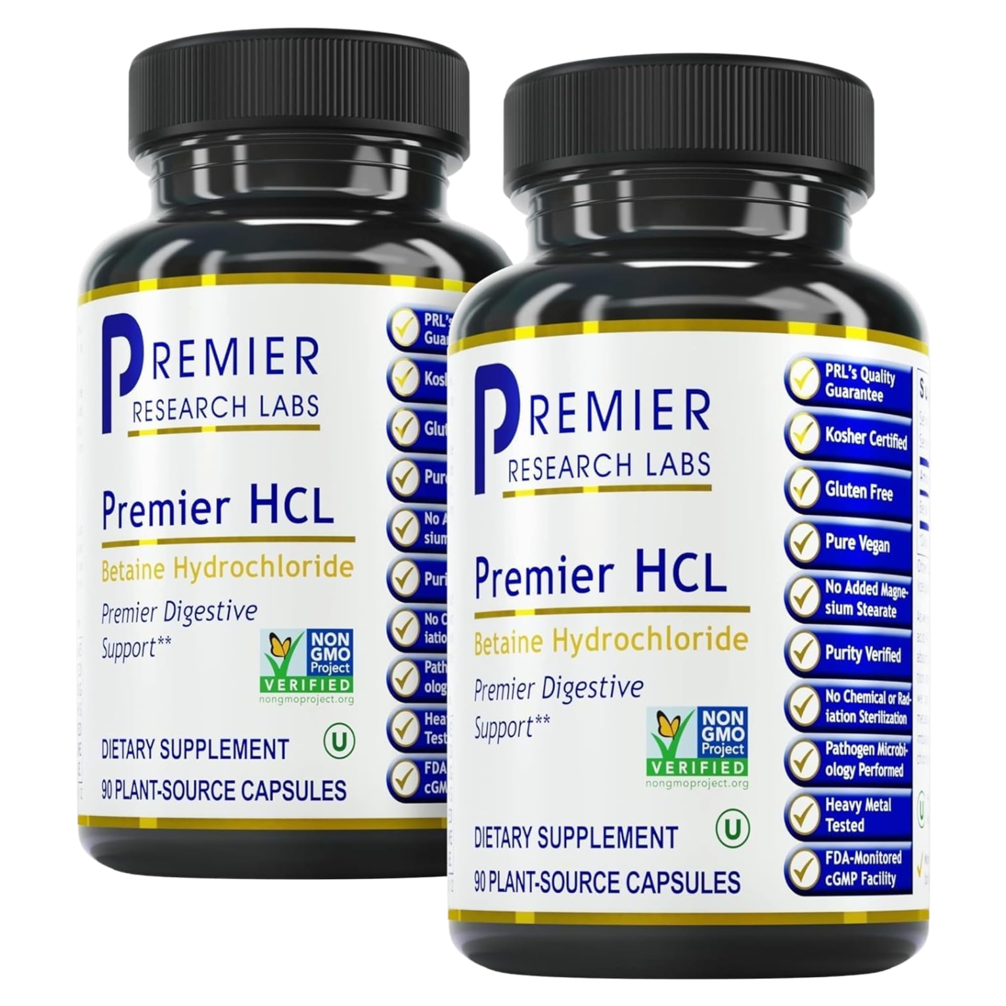 Premier Research Labs Premier HCL - Betaine HCL, Betaine Hydrochloride Supplement for Optimal Digestive Function, Nutrient Absorption, Betaine-HCL for Low Stomach Acid- 90 Vegetarian Capsules (2 Pack) Premier Research Labs uk supplements