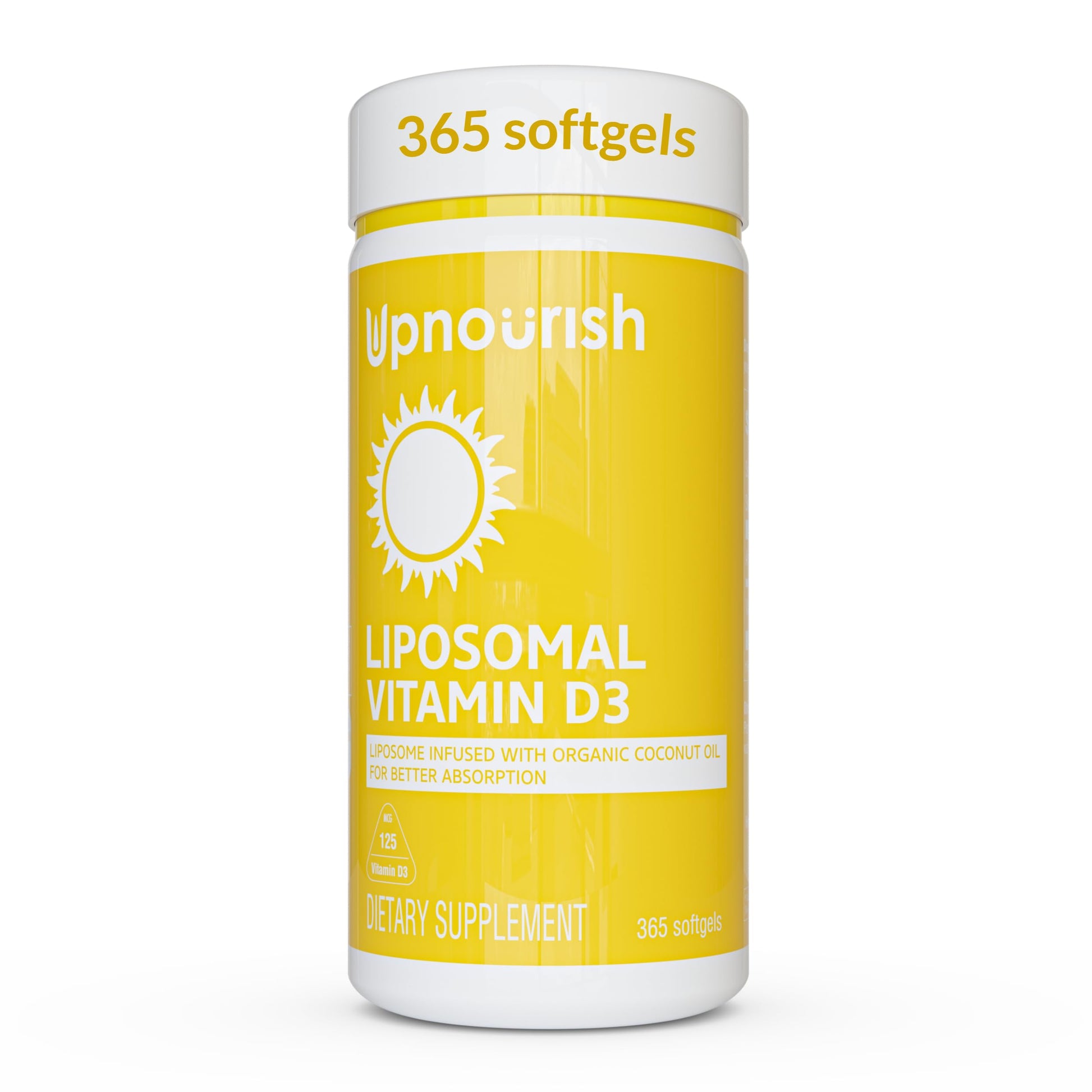 UpNourish Liposomal Vitamin D3 5000 IU Softgels - 1 Year Supply | Organic Coconut Oil Infused Vitamin D Supplements - Support Bone, Dental, Heart, Mood & Immune Health - Non GMO Gluten Free - 365 ct UpNourish uk supplements