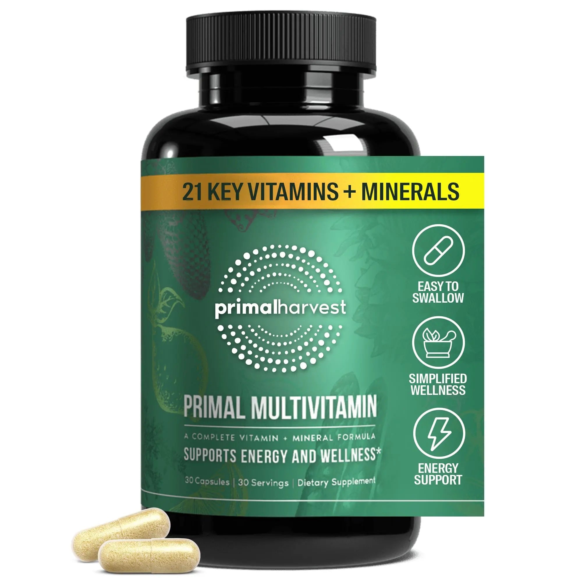 Primal Harvest Primal Multivitamin - Daily Multi-Vitamin Supplement with 21 Essential Vitamins & Minerals for Women & Men - Vitamin A, C, D, E, B12, B6, Biotin Primal Harvest uk supplements