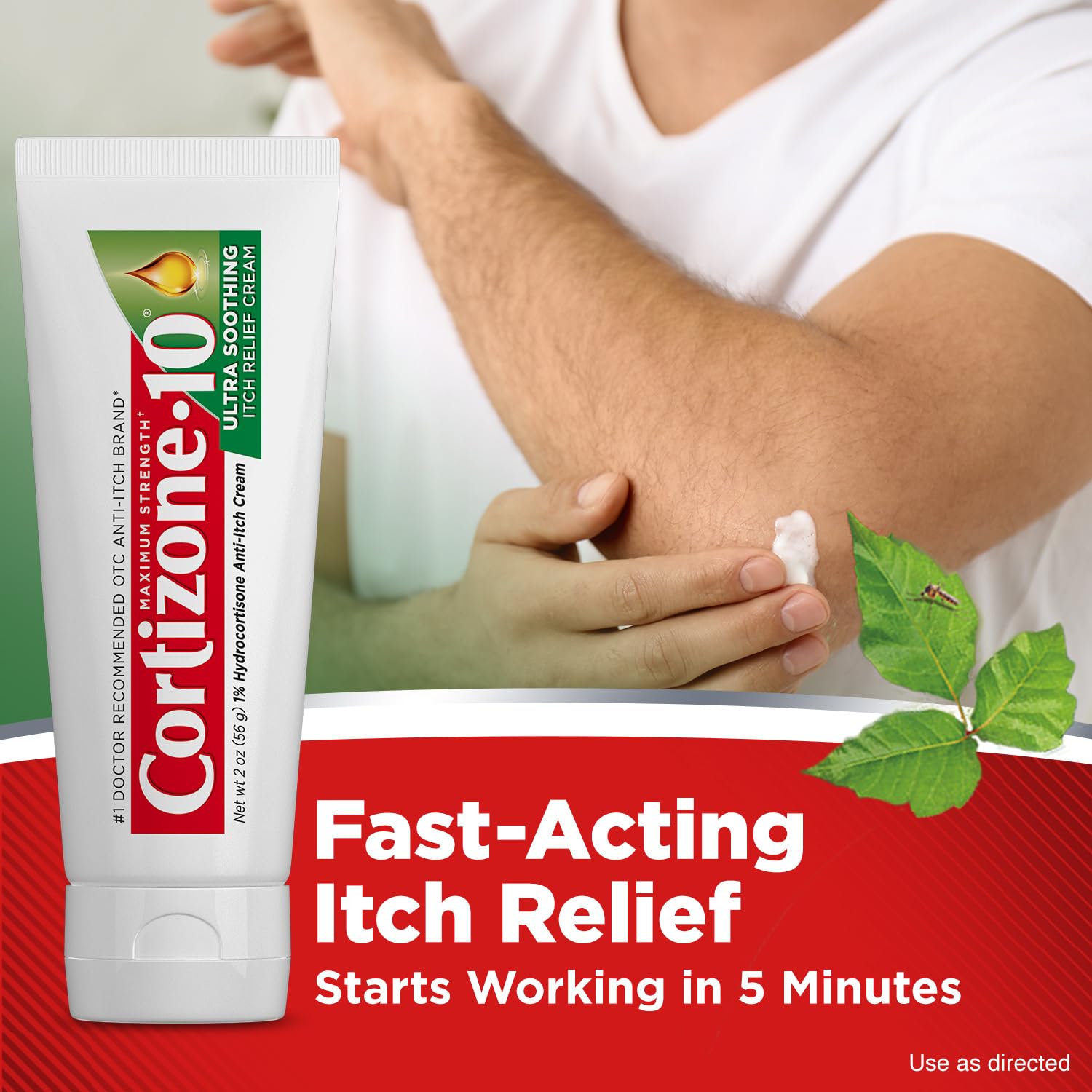 Cortizone-10 Maximum Strength Ultra Soothing Itch Relief Cream, 1% Hydrocortisone, Fast-Acting, Anti-Itch Cream for Bug Bites, Rash, Eczema, Psoriasis, Poison Ivy, Oak, Sumac & More, 2 oz Cortizone 10 uk supplements