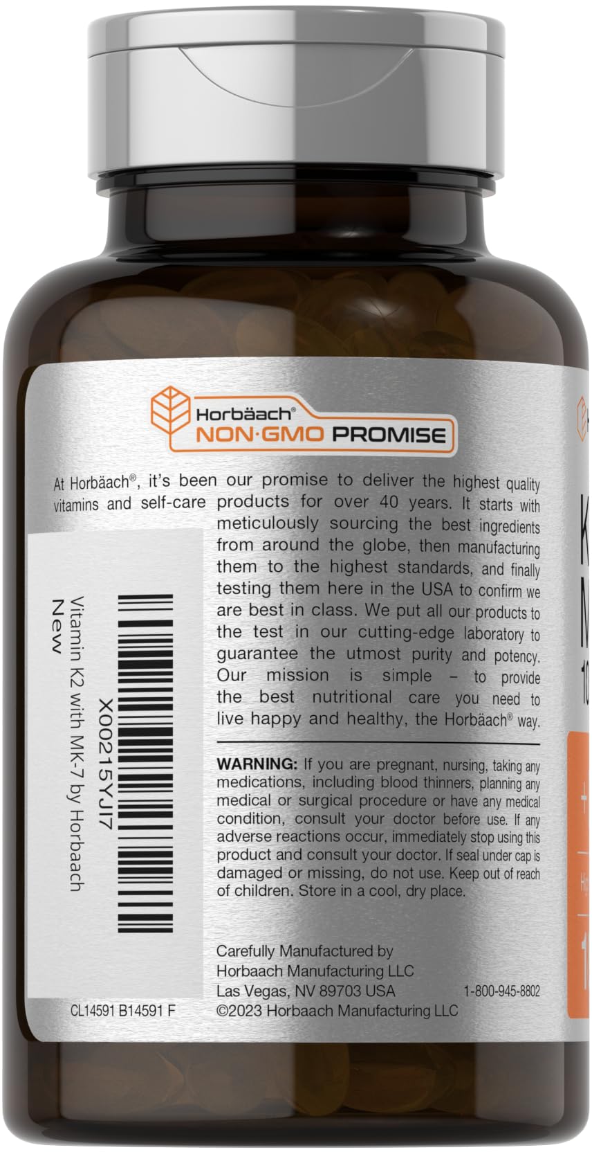 Horbäach Vitamin D3 K2 | 5000iu of Vitamin D & 100mcg MK-7 Complex | 180 Softgel Cap Horbäach uk supplements