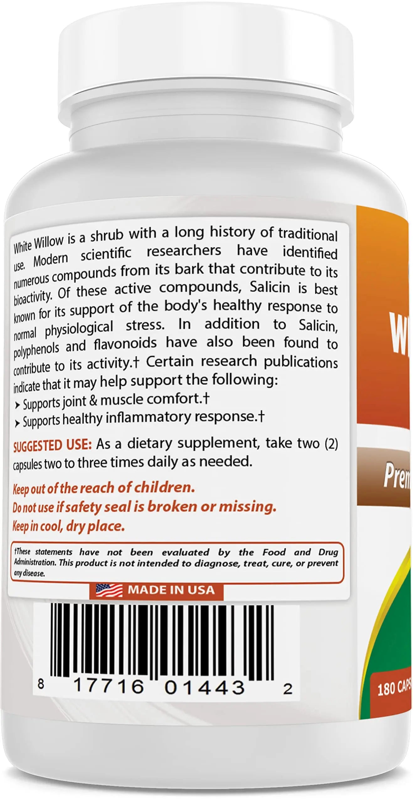 Best Naturals White Willow Bark 400 mg 180 Capsules (180 Count (Pack of 2)) Best Naturals uk supplements