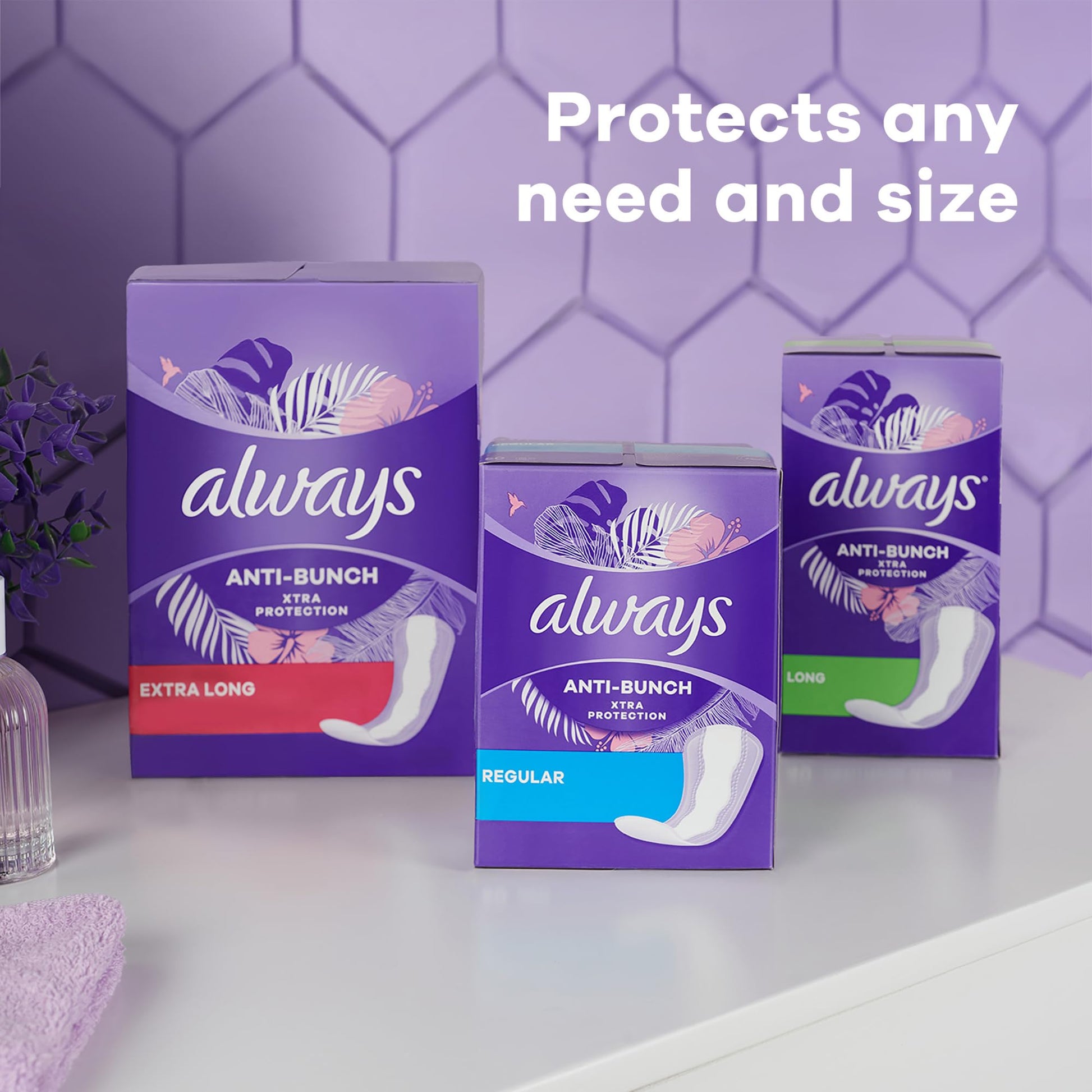 Always Anti-Bunch Xtra Protection Daily Liners, Regular Length, Unscented, 34 Count x 4 Always uk supplements