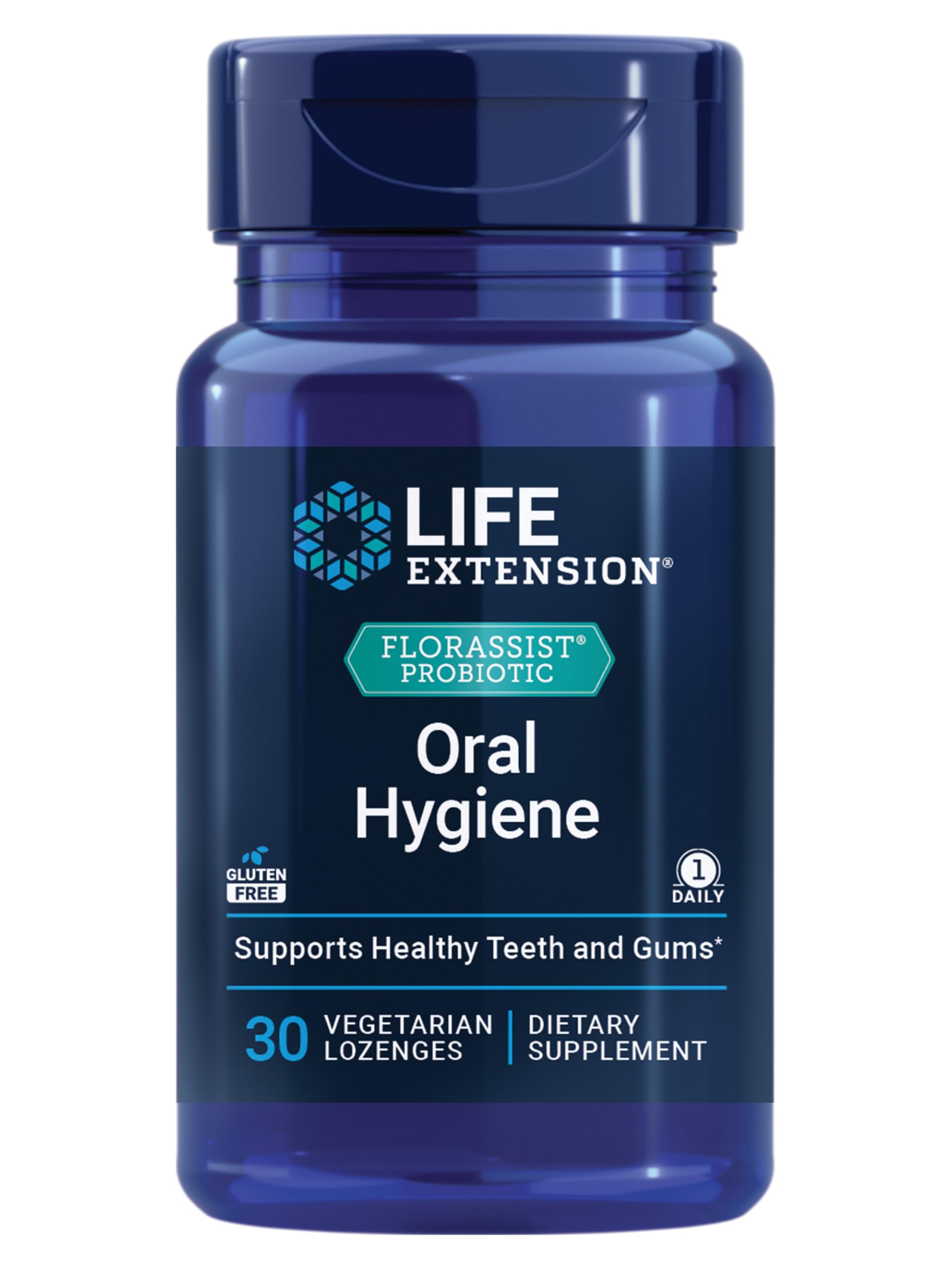 Life Extension FLORASSIST® Probiotic Oral Hygiene, Oral probiotic for Teeth and Gums, pH Levels, Dental Hygiene, Immune Support, BLIS M18™, Once Daily, Gluten Free, Vegetarian, 30 lozenges Life Extension uk supplements