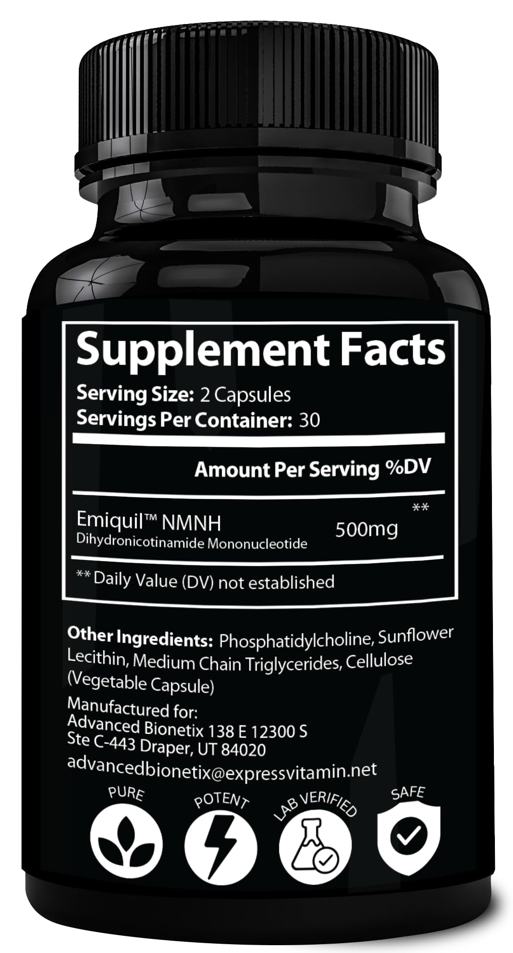 Advanced Bionetix Liposomal NMNH 500mg Per Serving -NMN Supplement Alternative- 60 Capsules (Dihydronicotinamide Mononucleotide) NAD Supplement to Boost NAD+ Levels for Anti Aging (60) Advanced Bionetix uk supplements