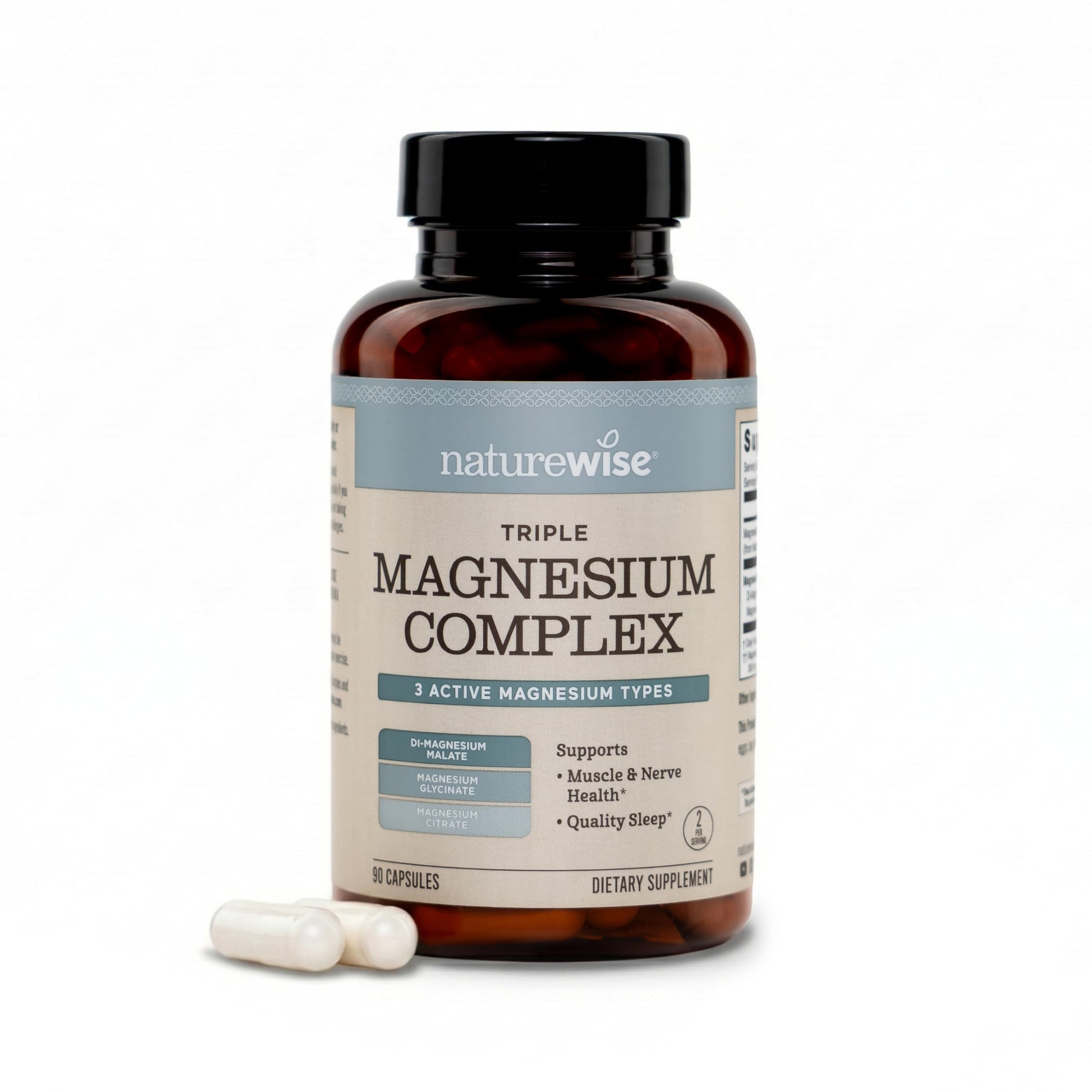 NatureWise Triple Magnesium Complex - High Absorption Magnesium Glycinate + Malate + Citrate for Muscle Nerve & Sleep Support - Vegan 90 Capsules NatureWise uk supplements