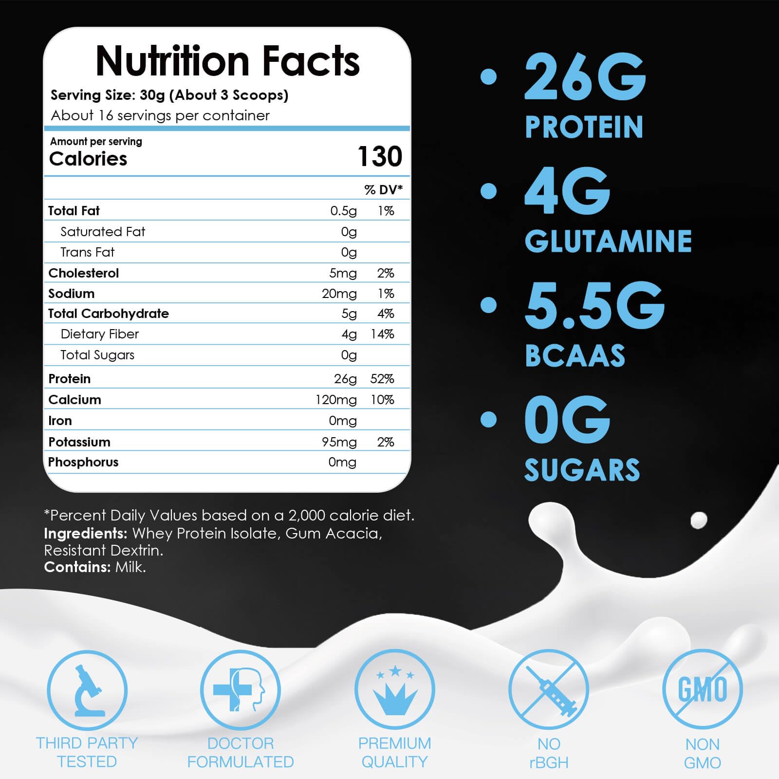 NATURE TARGET Unflavored Whey Protein Isolate - 26g Protein, 0g Sugar, Keto Friendly - No rBGH, Grass Fed - Perfect for Coffee, Baking & Smoothies - 1.10 LB (16 Servings) NATURE TARGET uk supplements
