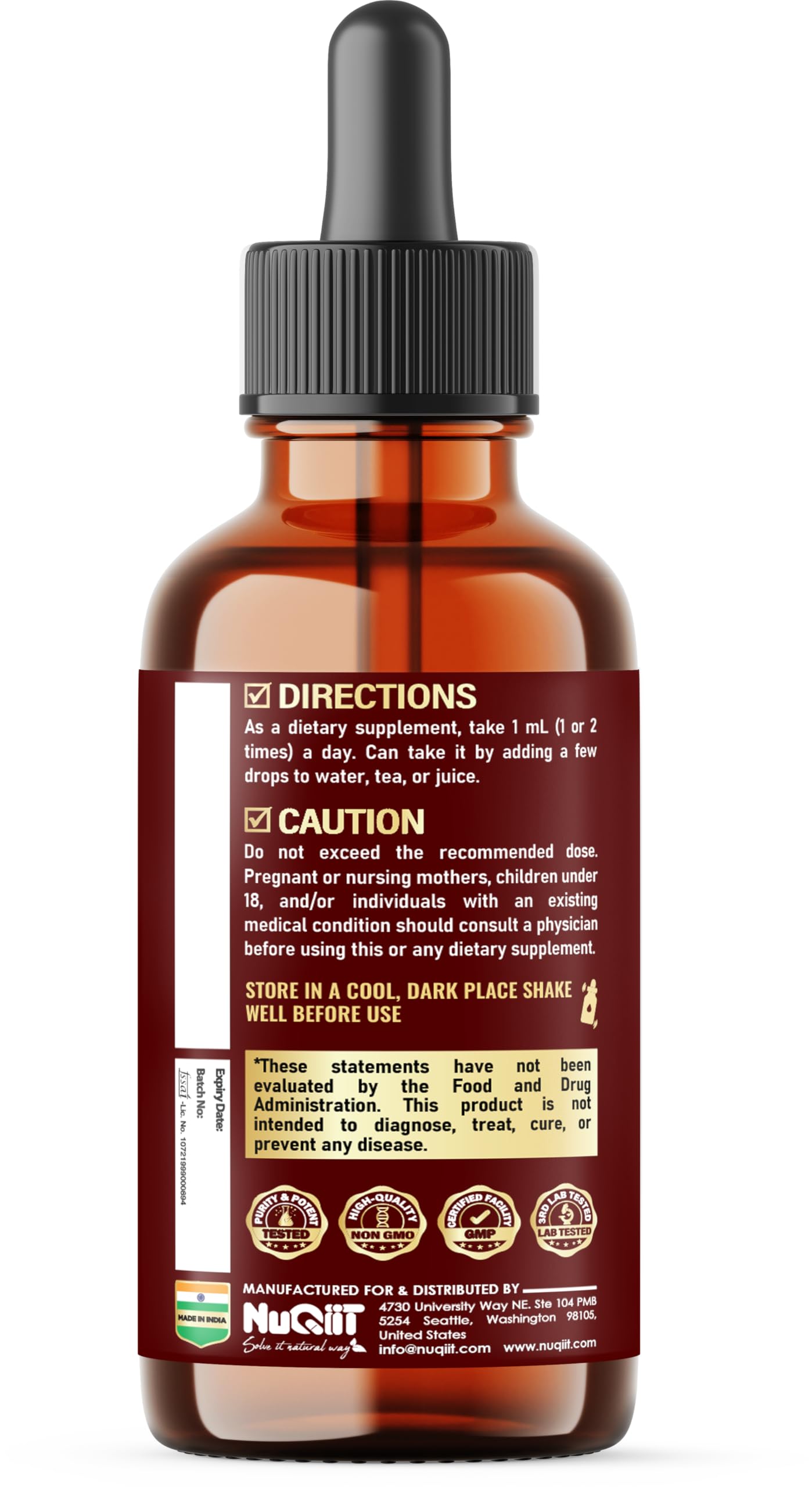 NUQIIT 17in1 Rhodiola Rosea Liquid Drops Tincture w/Ashwagandha Magnesium, L-Theanine. Ultra Rhodiola Cortisol Supplement, Rhodiola Root for Mood, Energy - 1 FL Oz - 60 Day Supply NUQIIT uk supplements