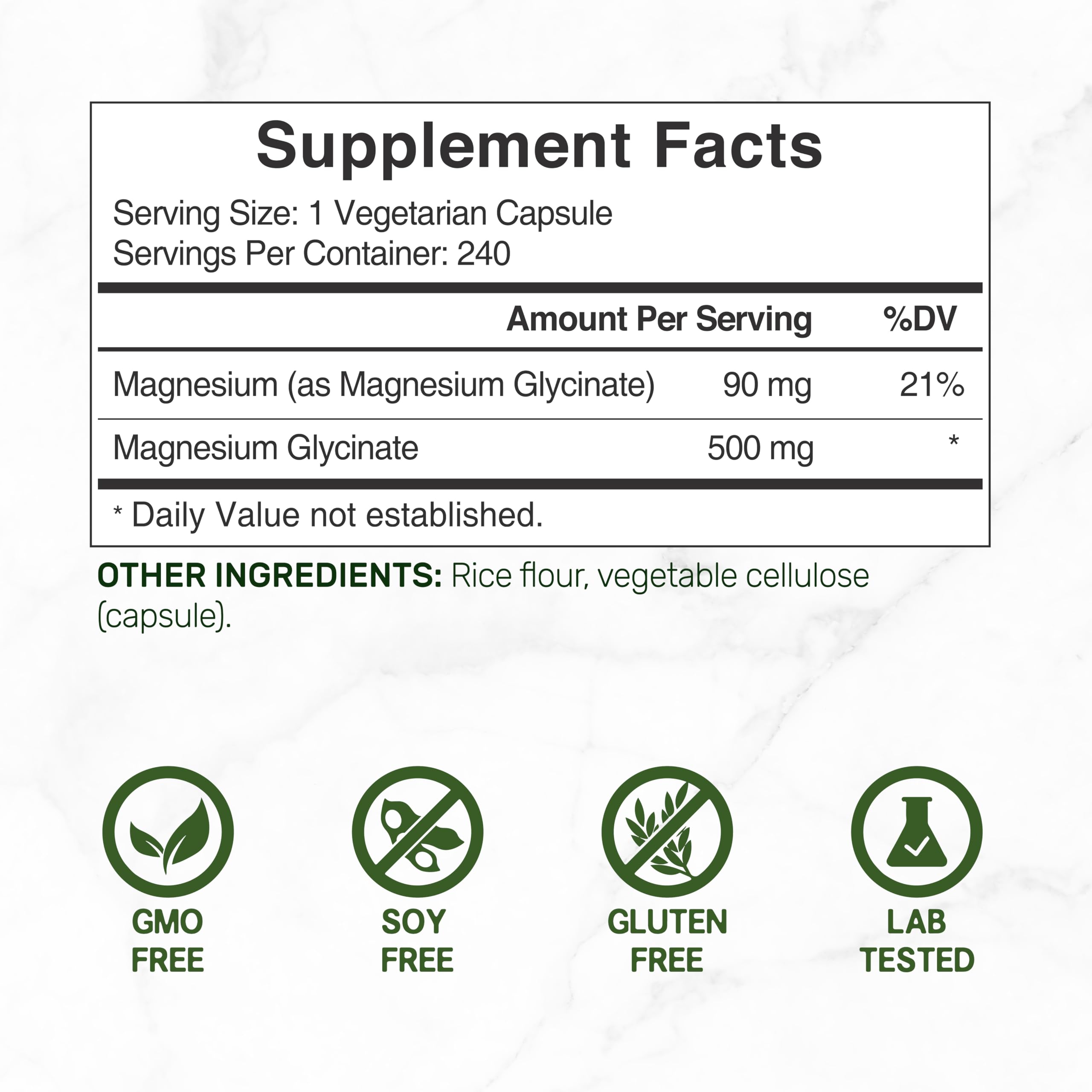 Deal Supplement Magnesium Glycinate 500mg, 240 Veggie Capsules | 100% Chelated for Easy Absorption | Essential Mineral Supplement | Non-GMO, Gluten-Free DEAL SUPPLEMENT uk supplements