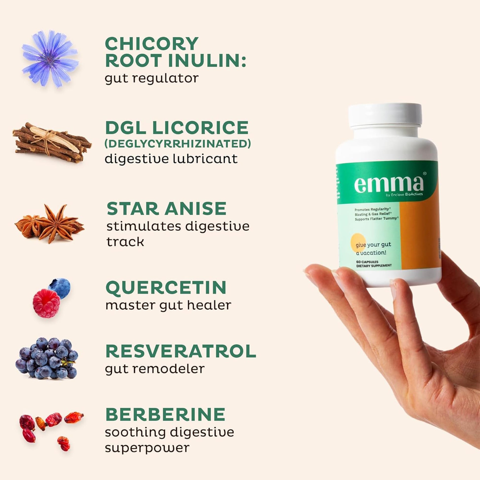 Emma Gut Health - 2 Pack - Gas and Bloating Relief, Constipation, Leaky Gut Repair - Gut Cleanse & Restore Digestion - Regulate Bowel Movement. Probiotics and Laxative Alternative, 120 Capsules Emma uk supplements