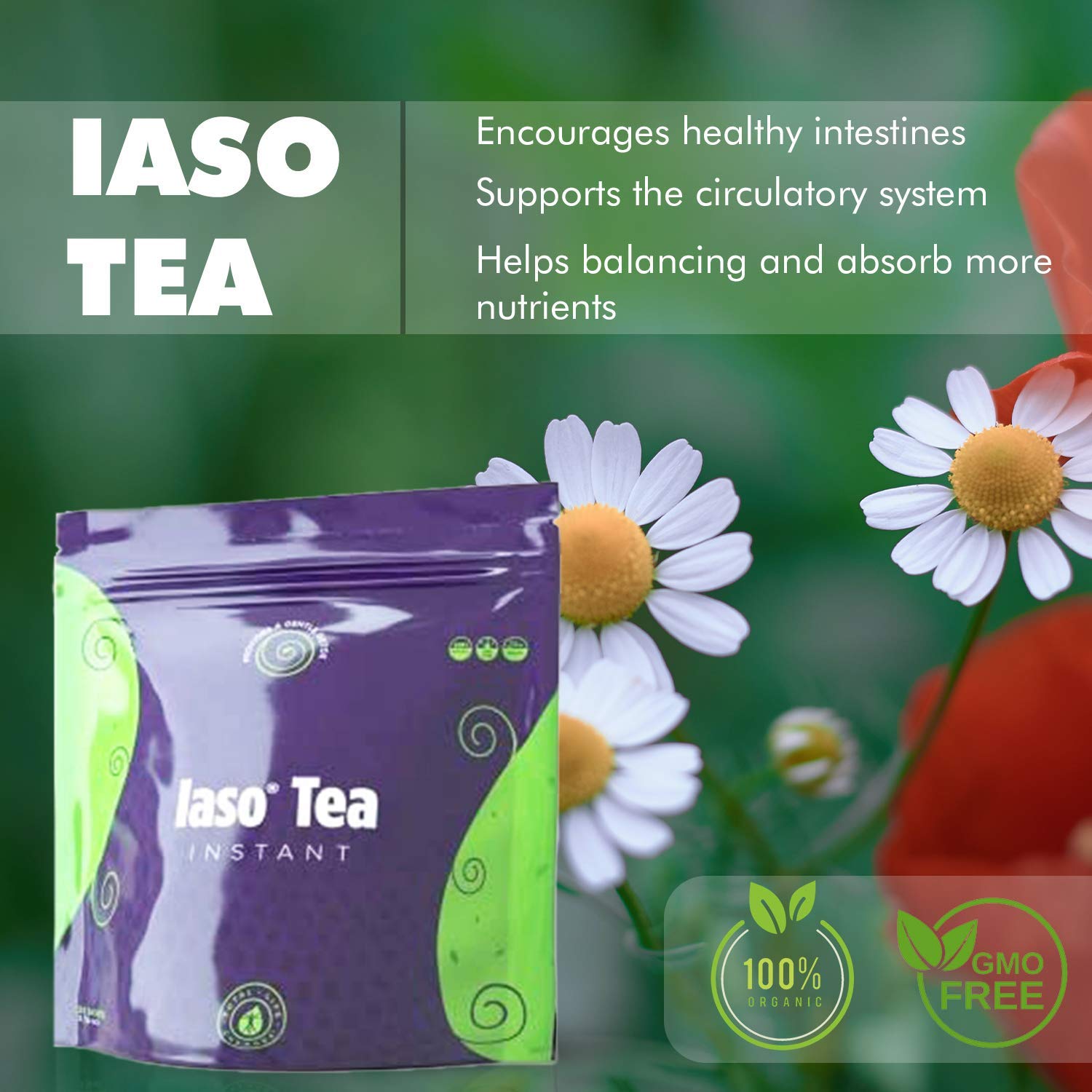TLC Total Life Changes IASO Natural Detox Instant Herbal Tea - Expiration Date on the Top Total Life Changes uk supplements