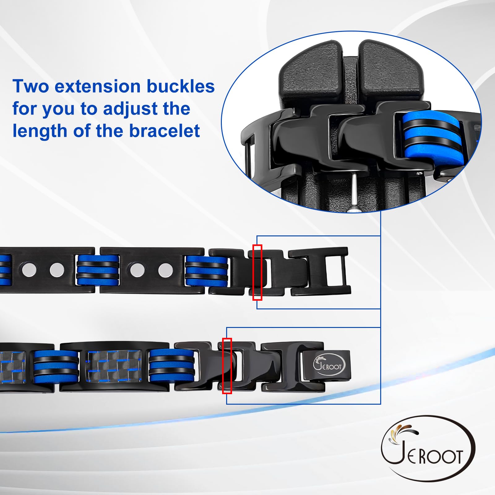 JEROOT Magnetic Bracelets for Men, Blue Carbon Fiber Pure Titanium Magnetic Bracelet JEROOT uk supplements