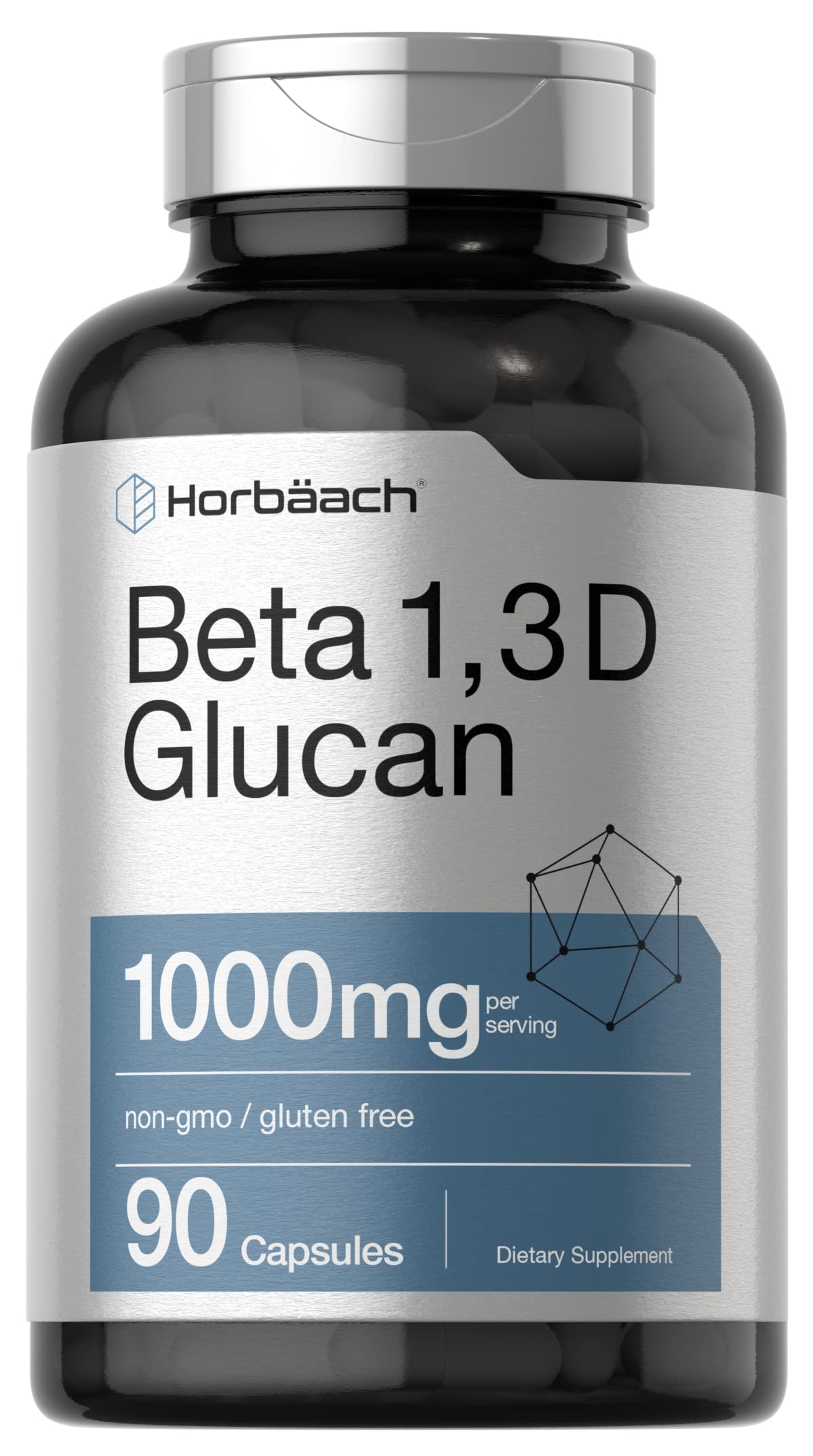 Beta Glucan 1 3D 1000 mg | 90 Capsules | Beta 1,3, 1,6 D Glucan | Non-GMO, Gluten Free Horbäach uk supplements
