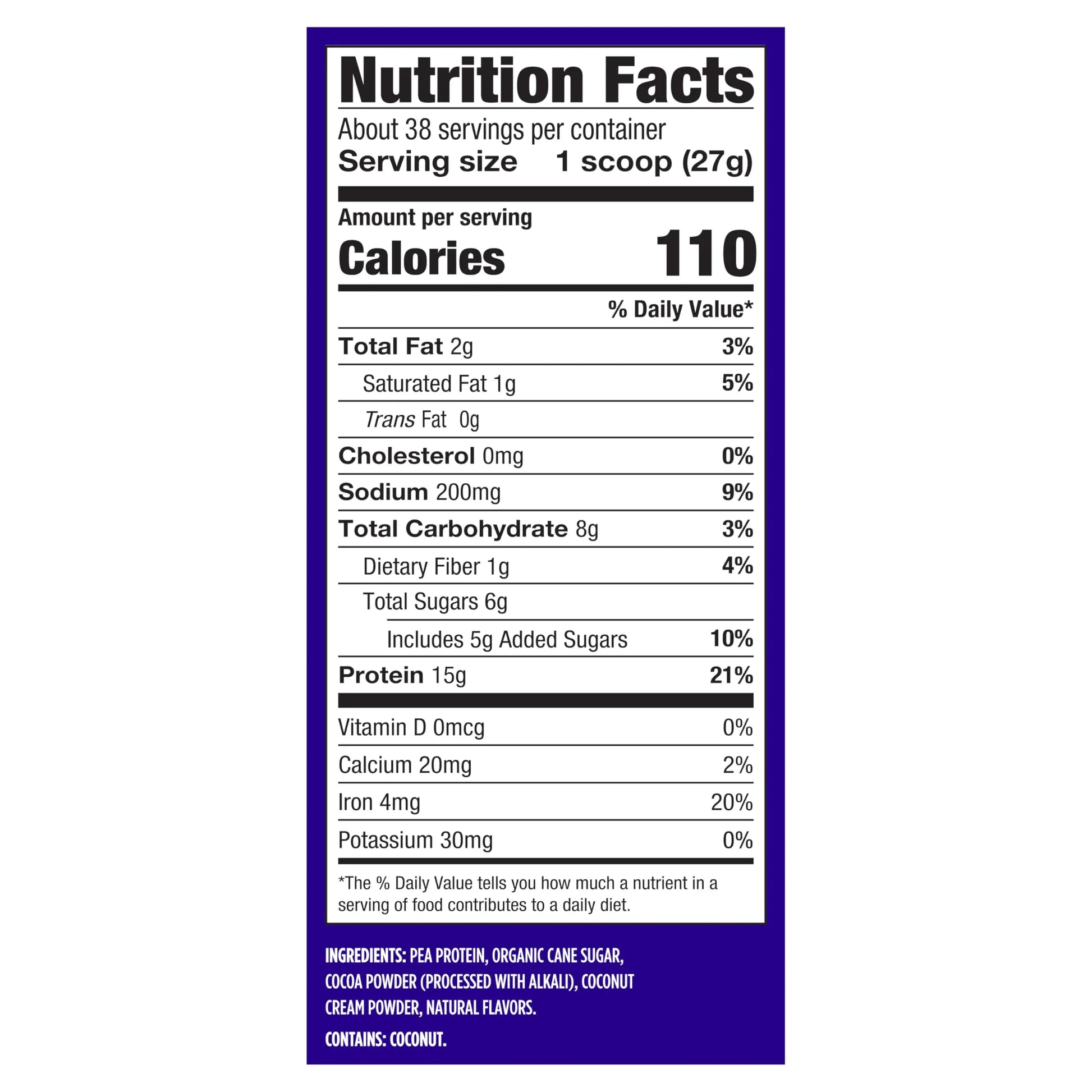 Vega Protein Made Simple - 15g Plant-Based Pea Protein, Chocolate, 39 Servings, Stevia Free, No Artificial Sweeteners or Gums, Non-GMO, Gluten Free, Vega uk supplements