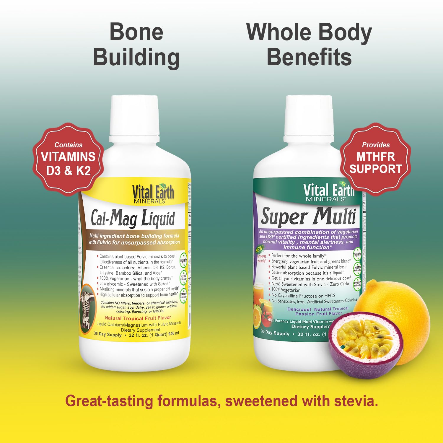 Vital Earth Minerals Bone & Wellness Support – Cal Mag Liquid + Super Multi, Liquid Multivitamins, MTHFR Support, 32 Oz Ea Vital Earth Minerals uk supplements