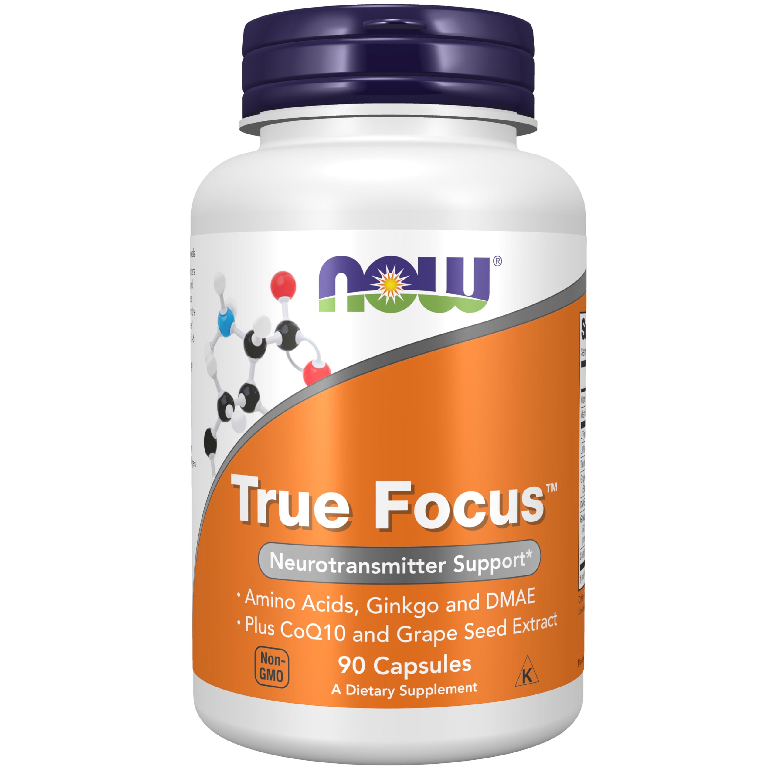 NOW Foods Supplements, True Focus™ with Amino Acids, Ginkgo, DMAE + CoQ10 and Grape Seed Extract , 90 Veg Capsules NOW Foods uk supplements