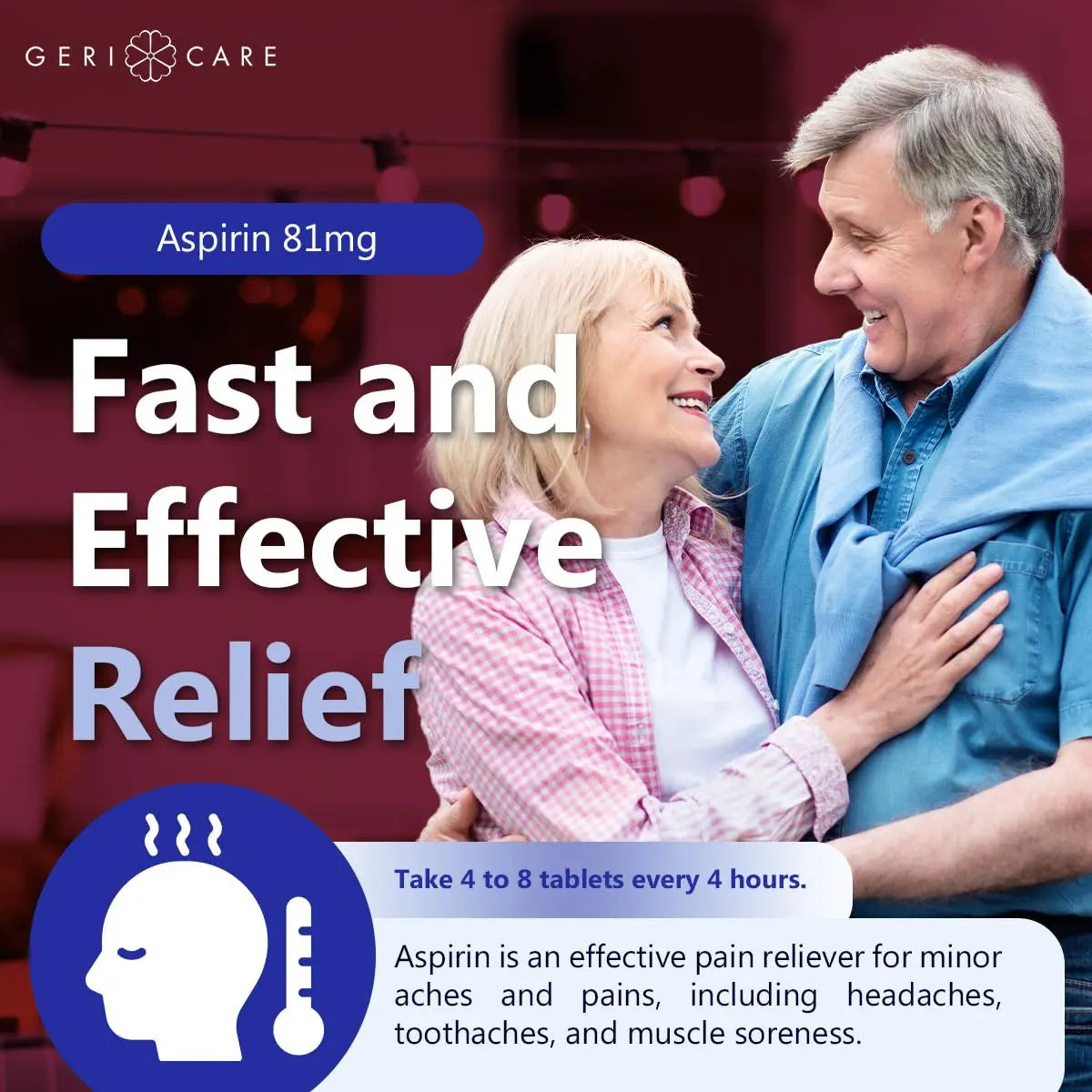 GeriCare Aspirin 81mg Adult Low Dose, Pain Reliever - Enteric Coated Tablets for Enhanced Absorption and Gentle Digestion – Supports Blood Flow, Reduces Inflammation, 300 Count (Pack of 1) GeriCare uk supplements