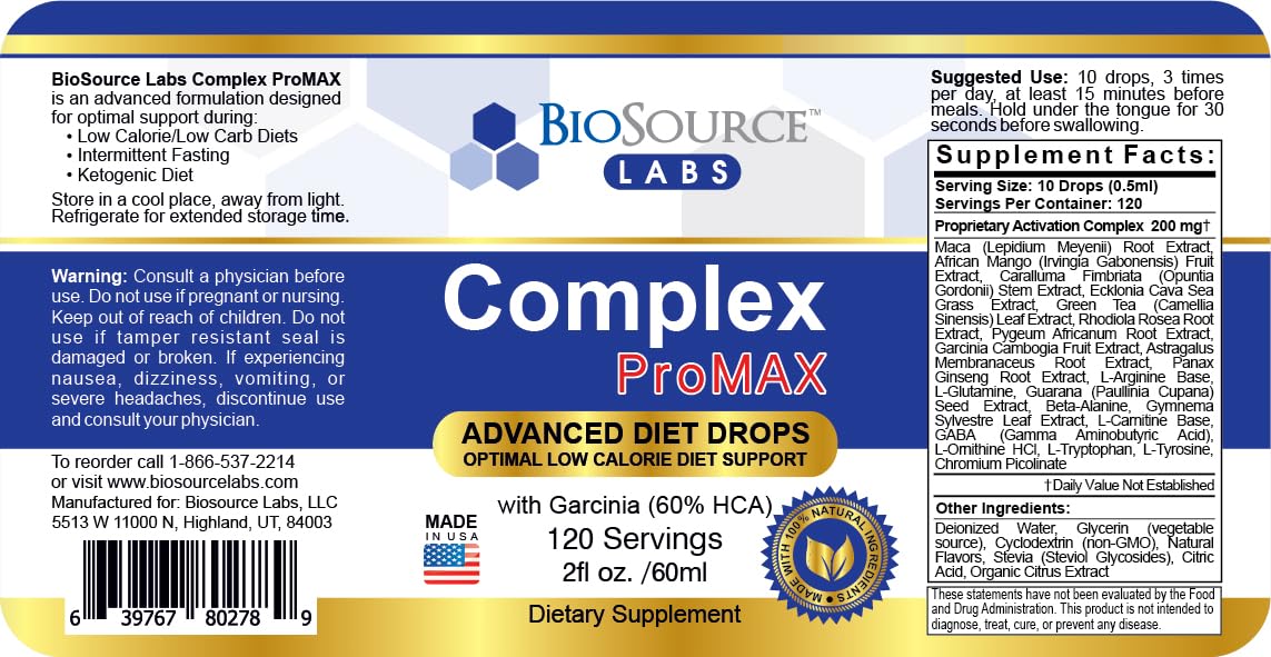 BioSource Labs Complex ProMAX Premium Diet Drops (1 x 2 oz Bottle) BioSource Labs uk supplements
