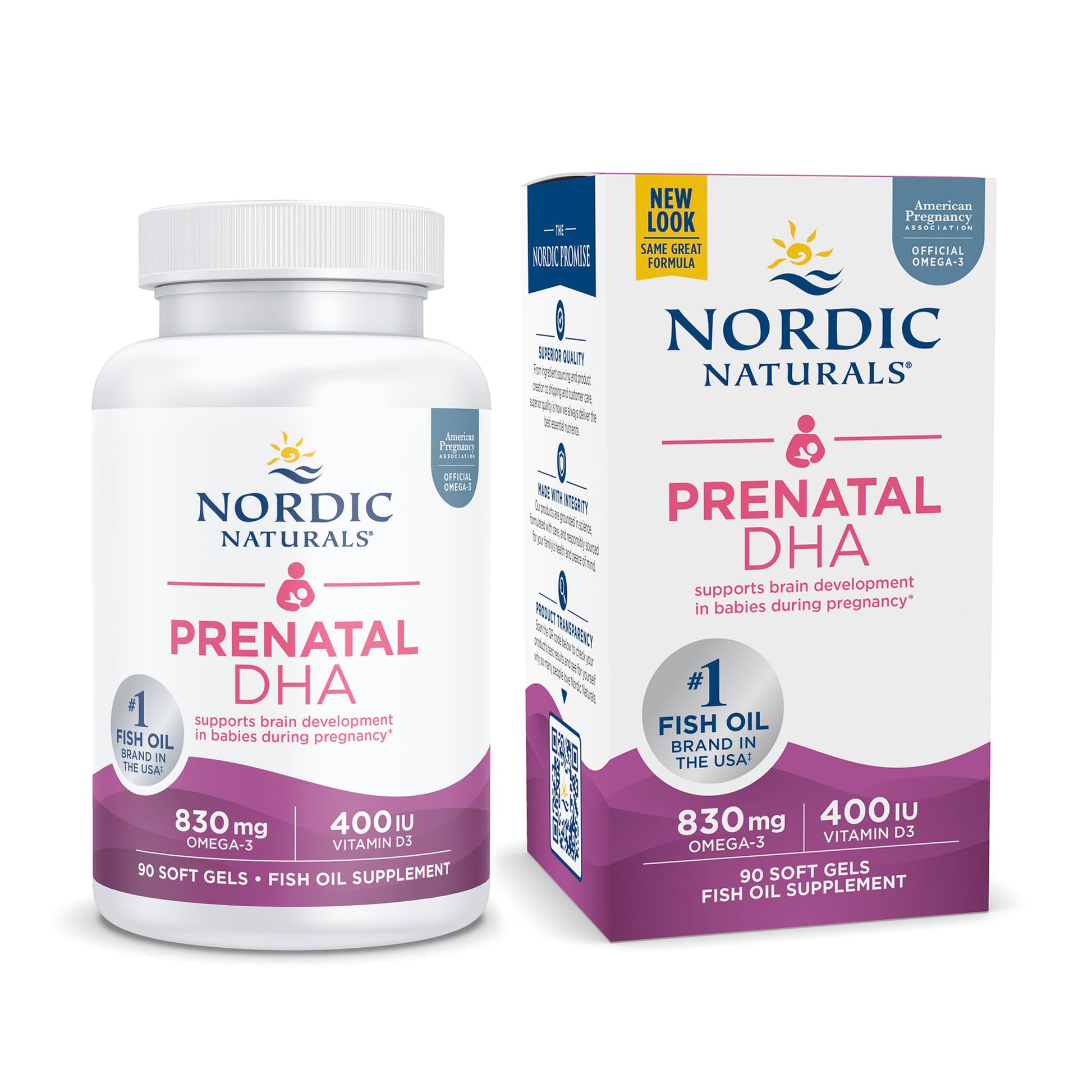 Nordic Naturals Prenatal DHA, Unflavored - 830 mg Omega-3 + 400 IU Vitamin D3 - 90 Soft Gels - Supports Brain Development in Babies During Pregnancy & Lactation - Non-GMO - 45 Servings Nordic Naturals uk supplements