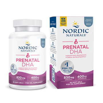 Nordic Naturals Prenatal DHA, Unflavored - 830 mg Omega-3 + 400 IU Vitamin D3 - 90 Soft Gels - Supports Brain Development in Babies During Pregnancy & Lactation - Non-GMO - 45 Servings Nordic Naturals uk supplements
