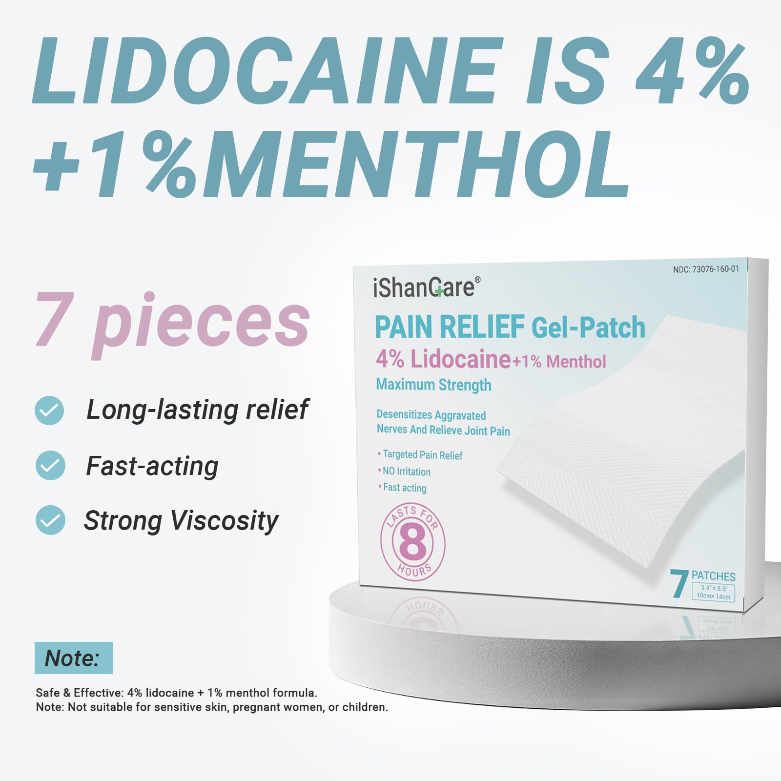 ishancare Lidocaine 4% + Menthol 1% Patches 14Count Fast Acting Maximum Strength Back Neck, Shoulders, Knees, Elbows Pain Relief - Temporary Nerve & Joint Pain Solution ishancare uk supplements