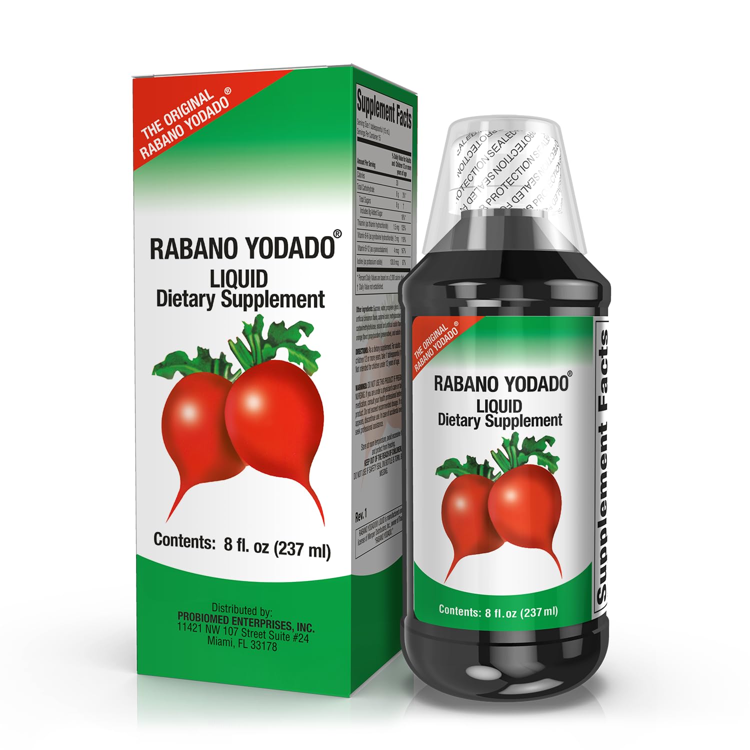 Rabano Yodado Ionized Radish Dietary Liquid Supplement with Iodine, Vitamin B1, B6 & B12, Wellness & Digestive Support, Helps Maintain Natural Energy & Nutrient Balance, 8 Fl Oz, Pack of 1 Rabano Yodado uk supplements