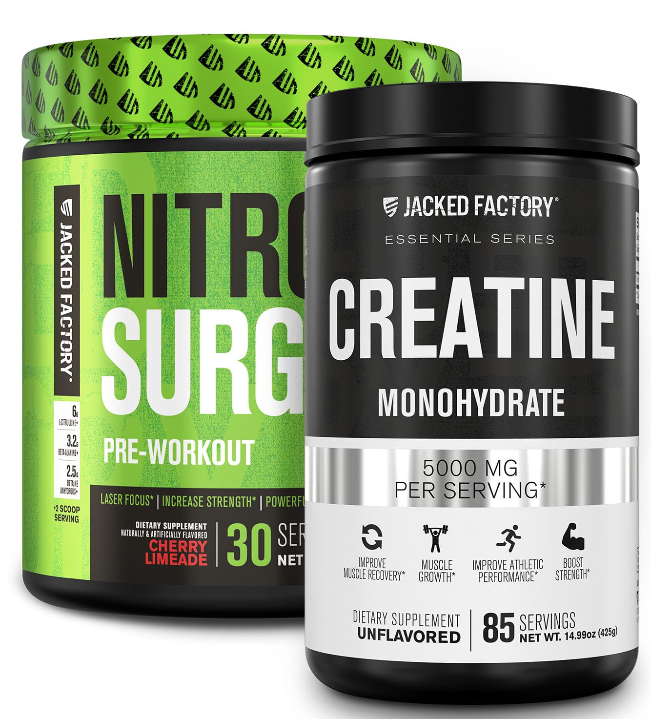 Nitrosurge Pre-Workout & Creatine Monohydrate - Pre Workout Powder With Creatine Jacked Factory uk supplements