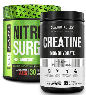 Nitrosurge Pre-Workout & Creatine Monohydrate - Pre Workout Powder With Creatine Jacked Factory uk supplements