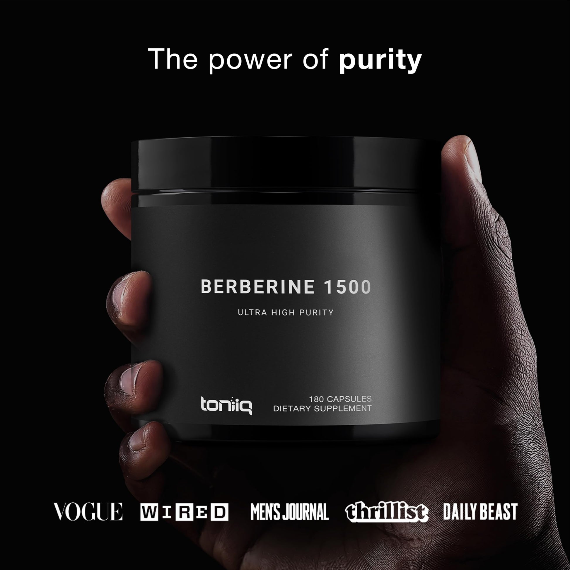 Toniiq Ultra High Strength Berberine HCl from The Himalayas - 100:1 Concentrated Extract - Lab-Tested 97% Berberine HCl - 180 Vegetarian Capsules, 1500 mg per Serving Toniiq uk supplements