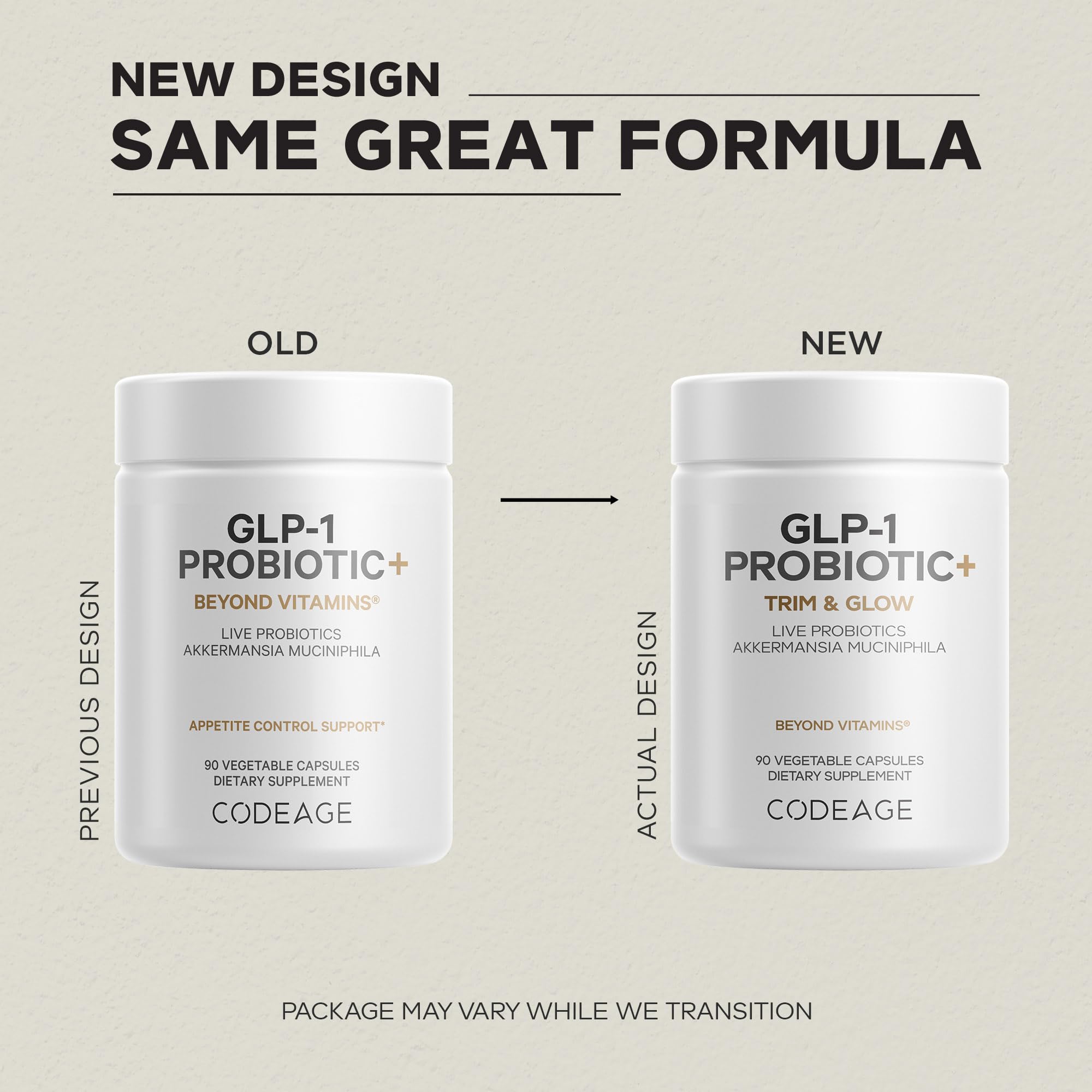 Codeage GLP-1 Probiotic+ - Live Probiotics Akkermansia, Clostridium, Bifidobacterium, Chicory Inulin Probiotic, Prebiotics & Postbiotics Supplement - 500 Million AFU, 3-Month Supply - 90 Capsules Codeage uk supplements