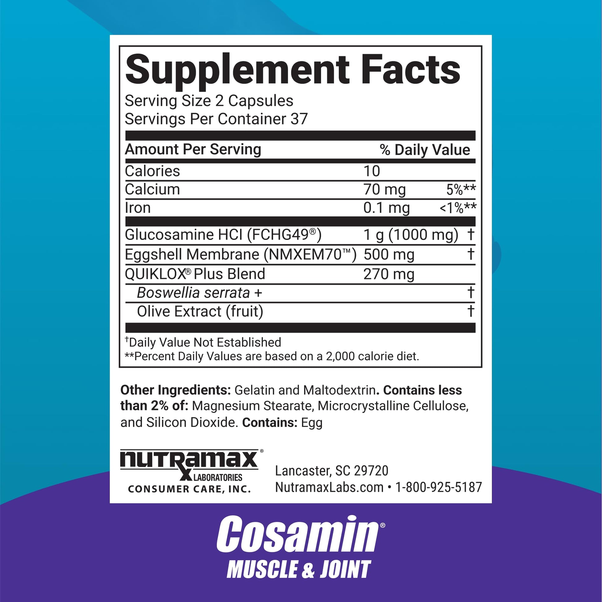 Cosamin Nutramax Muscle & Joint, Works to Decrease Cartilage Breakdown, Joint Health Supplement, Adult Men and Women Joint Health, 74 Capsules Cosamin uk supplements