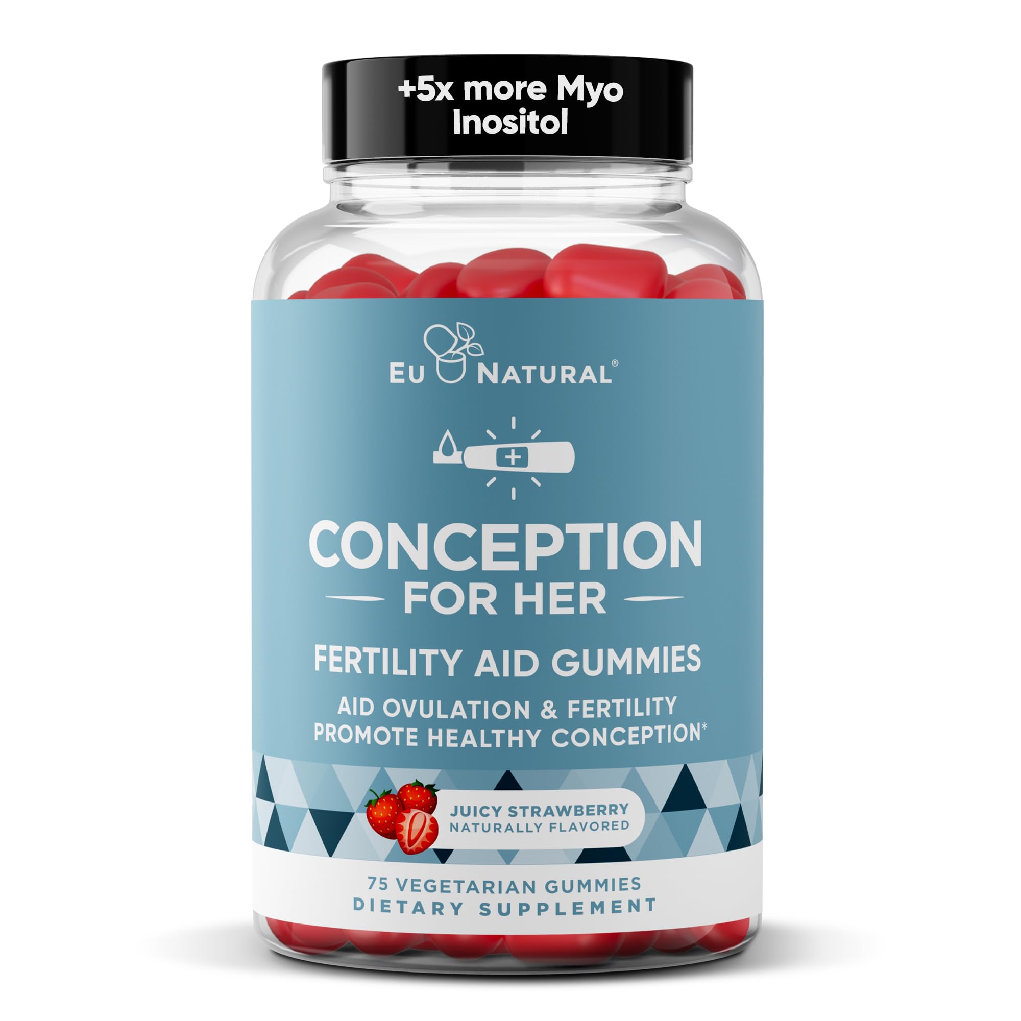 Conception for Her Fertility Gummies - Fertility Supplements for Women with Myo Inositol, Folate & more Essential Nutrients - Delicious Juicy Strawberry Hormone Balance Vitamins, 75 ct Pectin Gummies Eu Natural uk supplements