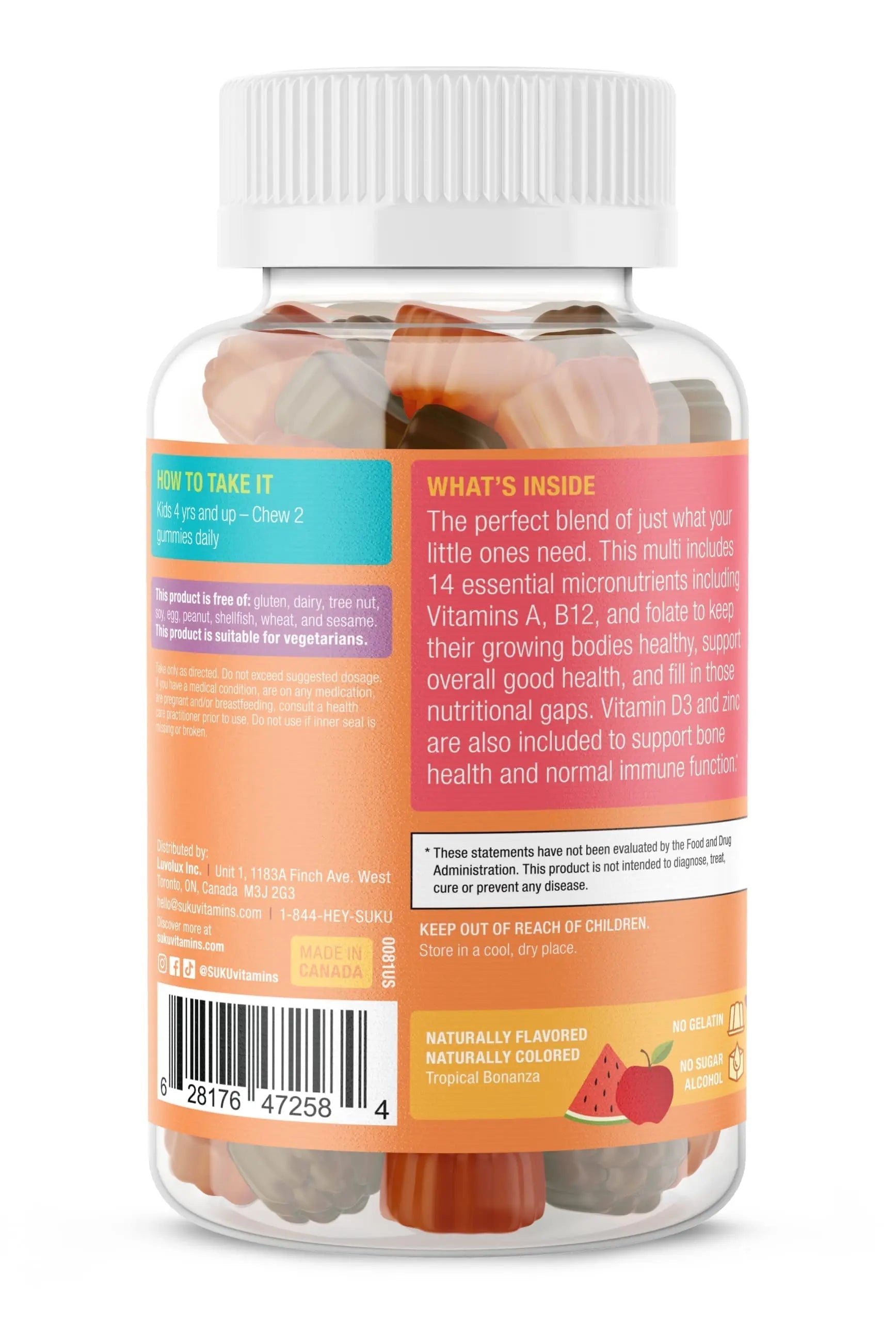 SUKU The Complete Kids Multivitamin Gummies – Vitamins A, C, D, E, B6, B12, Folate & Zinc – Immune Support SUKU uk supplements