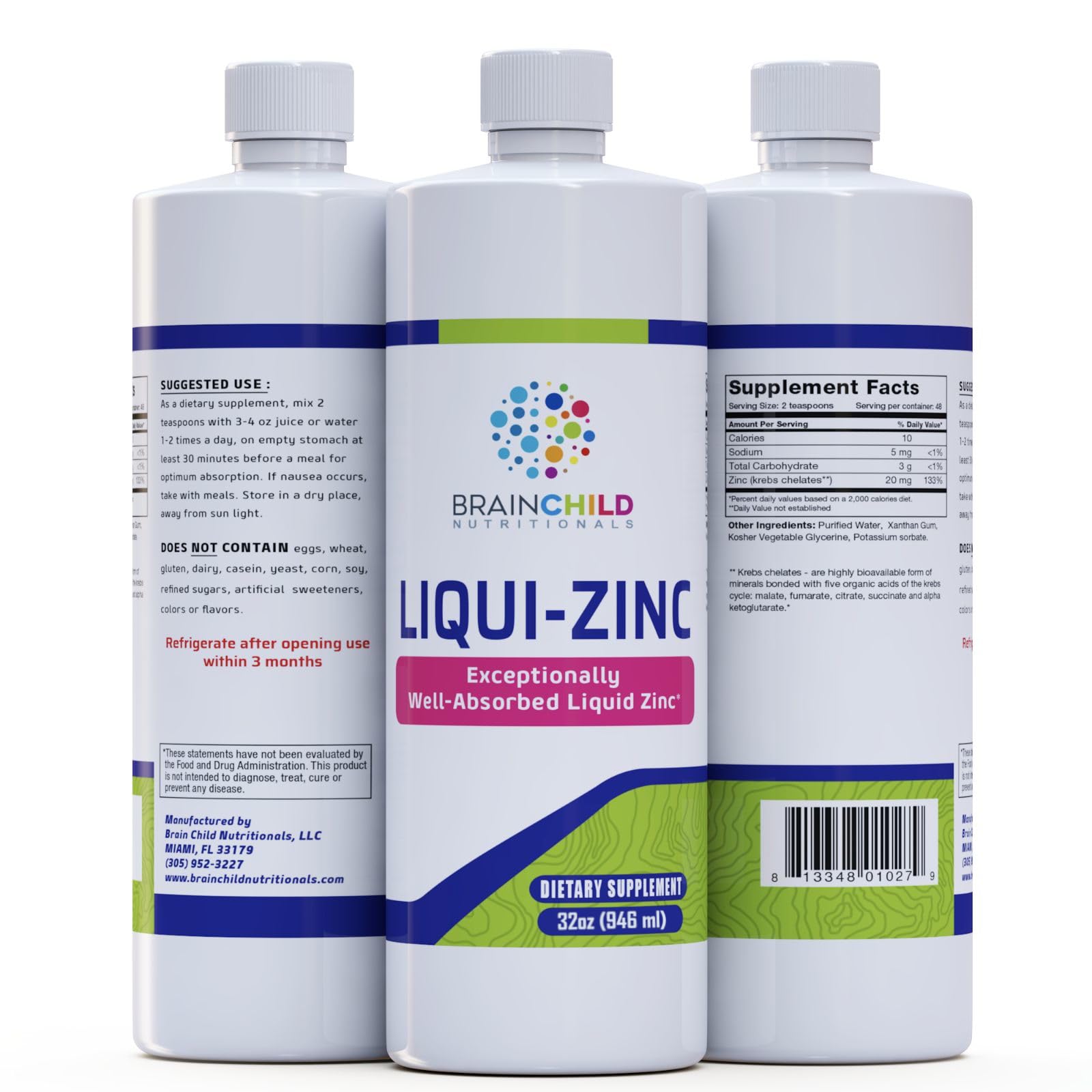 BrainChild Nutritionals LiquiZinc Liquid Formula (Unflavored 32oz) BrainChild Nutritionals uk supplements