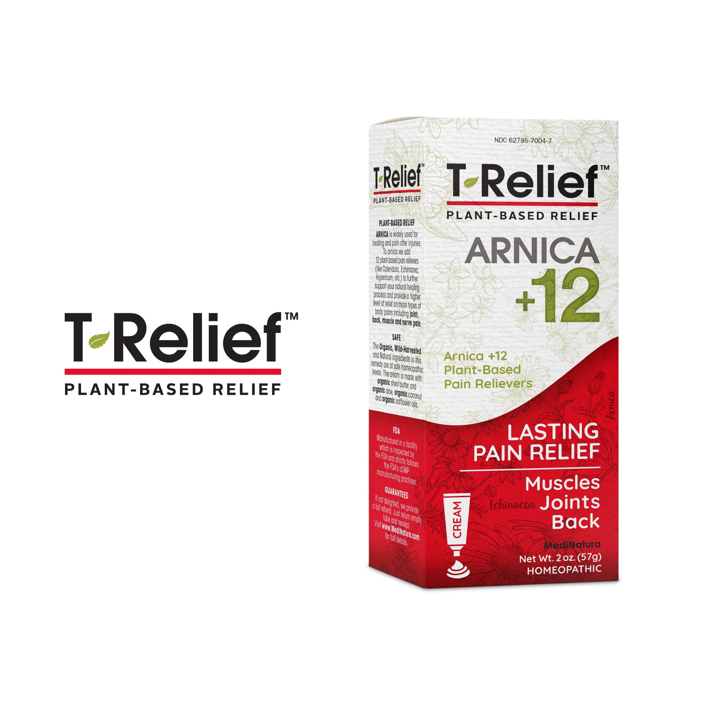 MediNatura T-Relief Extra Strength Discomfort Relief-Naturally-Soothing Cream That Supports Sore Joints-Stiffness & Body Ache Aid-Homeopathic Herbal Rub-Fast-Absorbing & Non-Sticky Lotion - 2 oz MediNatura uk supplements