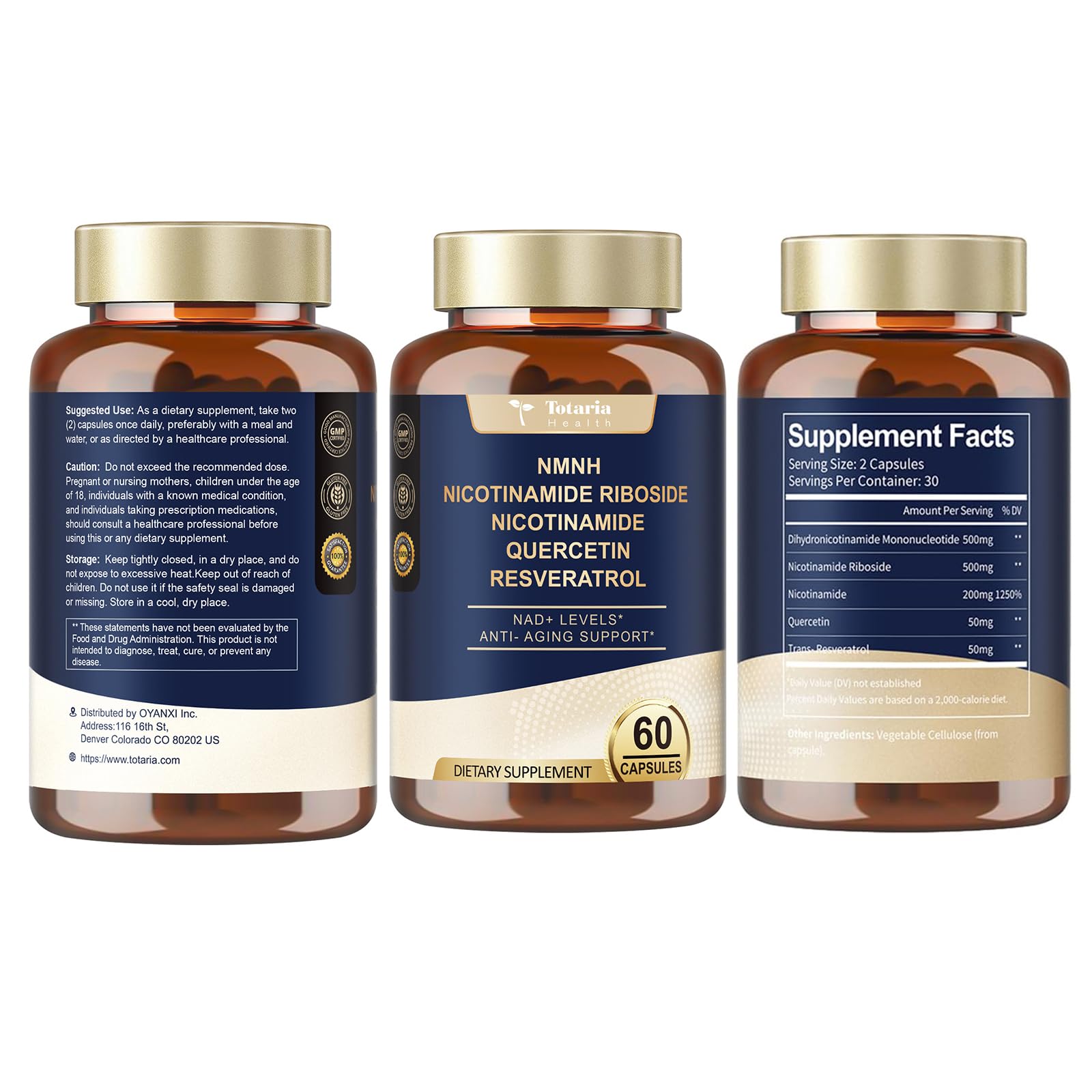 Totaria NMNH (NMN Alternative Supplement) (Dihydronicotinamide Mononucleotide) Ultra Strength, NAD+ Support w/Resveratrol & Quercetin, Ultra Absorption for Anti-Aging, Vegan, 60 Counts Totaria uk supplements