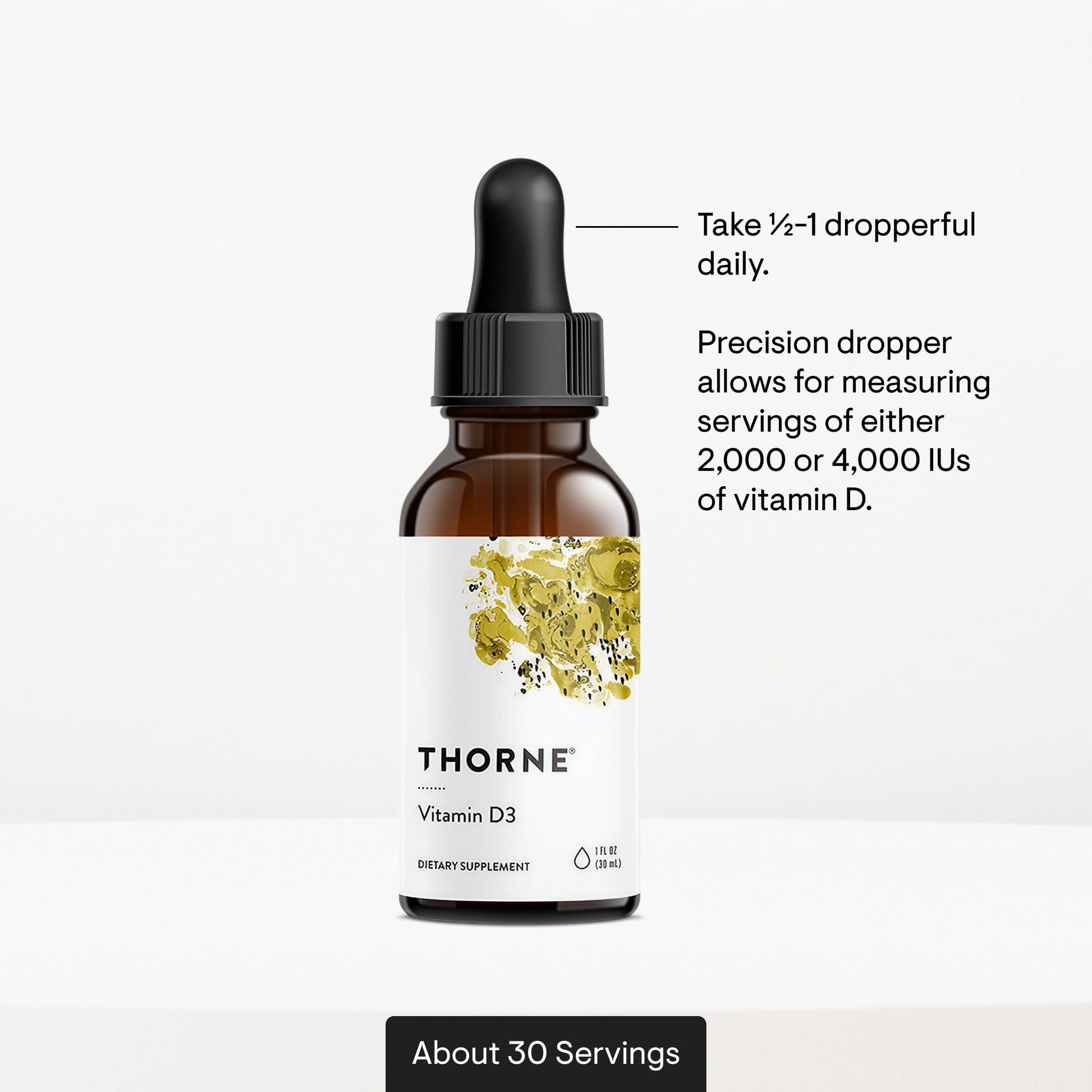 THORNE - Vitamin D3 with a Metered Dispenser - Liquid Vitamin D Vegan Supplement - Supports Healthy Bones, Teeth, Muscles, Cardiovascular & Immune Function* - 4,000 IU - 1 Fl Oz (30 mL) - 30 Servings THORNE uk supplements