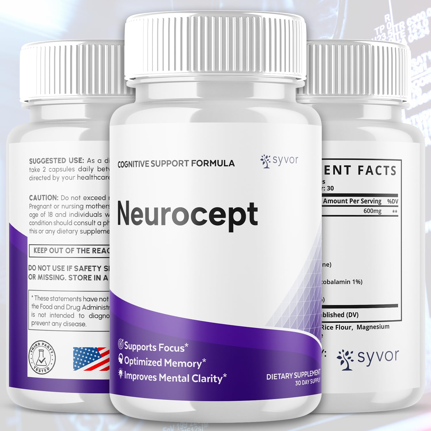 (2 Pack) Neurocept Capsules, Official Neurocept Brain Supplement Pills with All Natural Ingredients, Advanced Formula Support Pills with Max Strength Premium Vitamins for Women & Men (120 Capsules) Syvor uk supplements