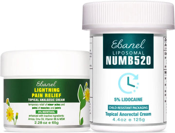 Ebanel Bundle of Pain Relief Cream Arnica Menthol 2 Oz, and Topical Numbing Cream 4 Oz Ebanel uk supplements