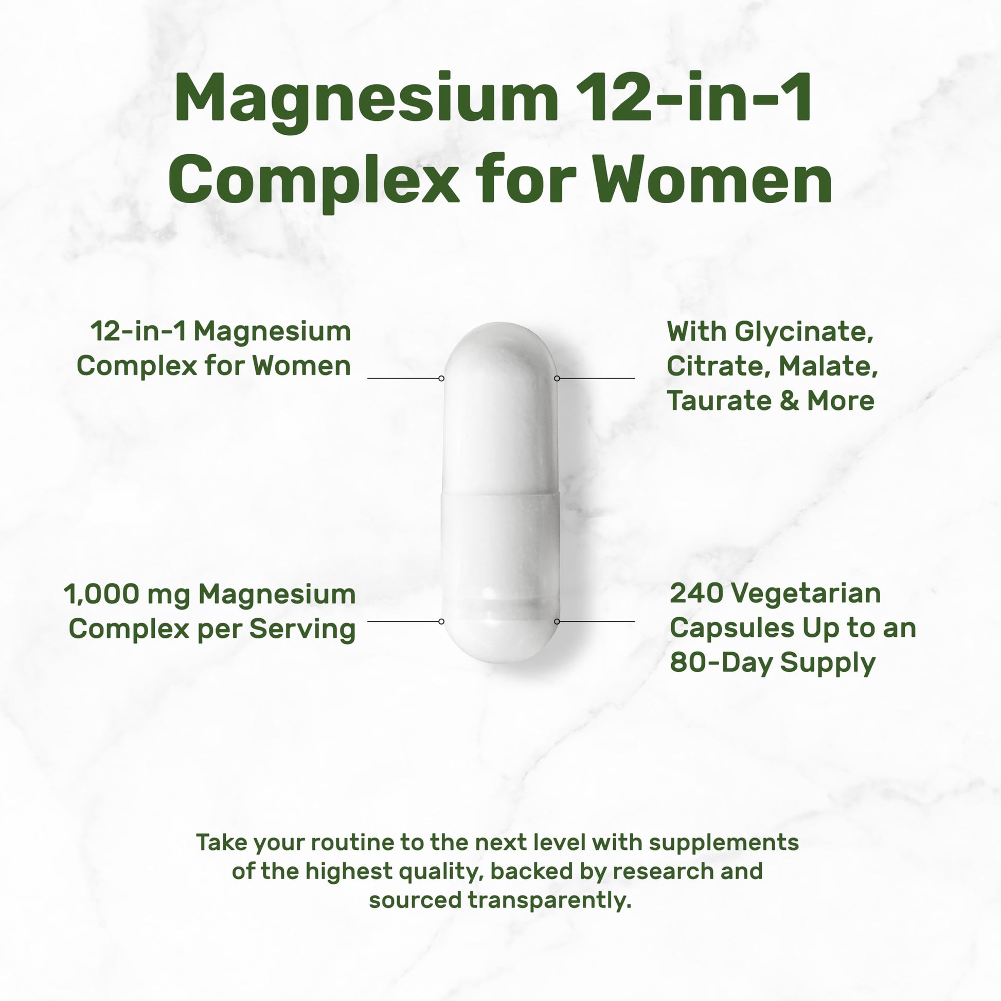 12‑in‑1 Magnesium Complex for Women 1,000 mg, 240 Vegetarian Capsules | Magnesium Glycinate, Citrate, Malate, Taurate, Orotate, Oxide & More | Chelated & Purified for Better Absorption DEAL SUPPLEMENT uk supplements