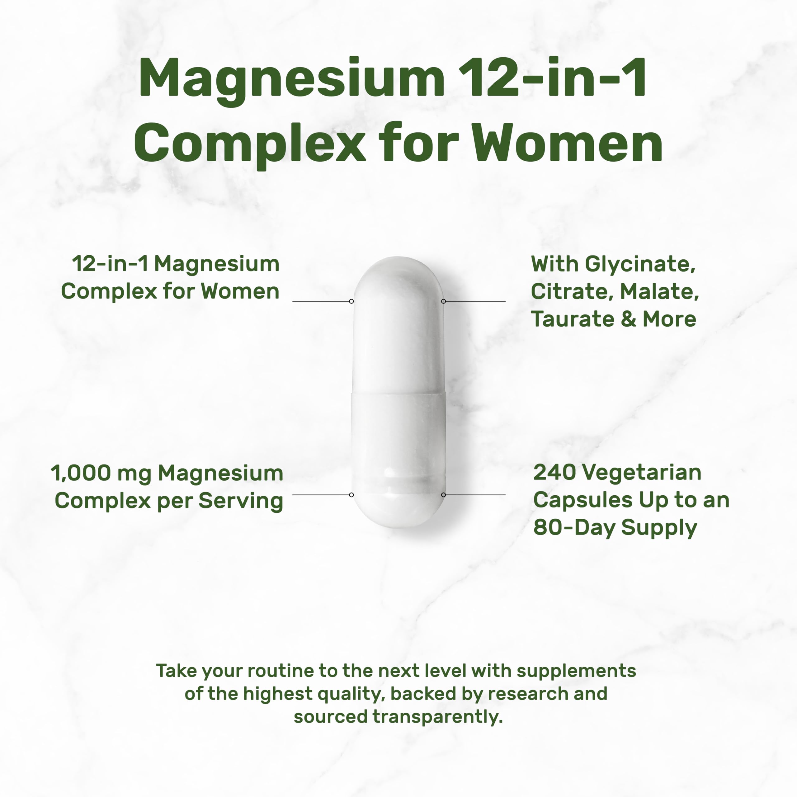 12‑in‑1 Magnesium Complex for Women 1,000 mg, 240 Vegetarian Capsules | Magnesium Glycinate, Citrate, Malate, Taurate, Orotate, Oxide & More | Chelated & Purified for Better Absorption DEAL SUPPLEMENT uk supplements